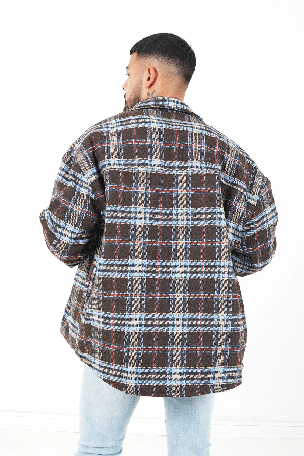 Veste tartan oversize Marron foncé - Image 5