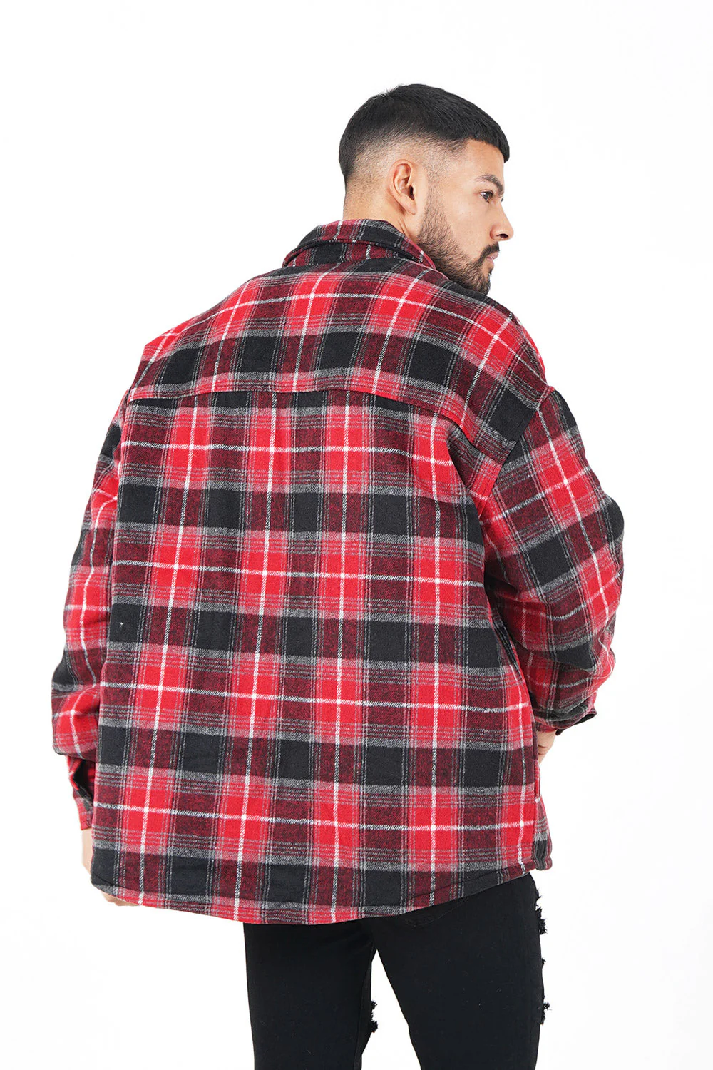 Veste tartan oversize Rouge - Image 5