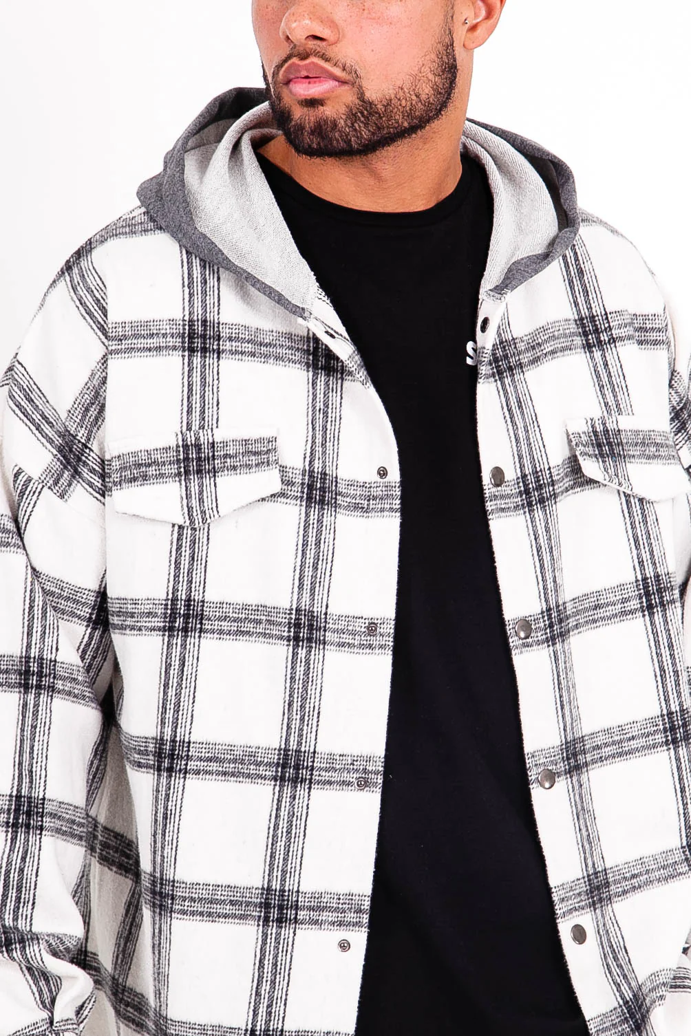 Chemise tartan capuche blanc - Image 3