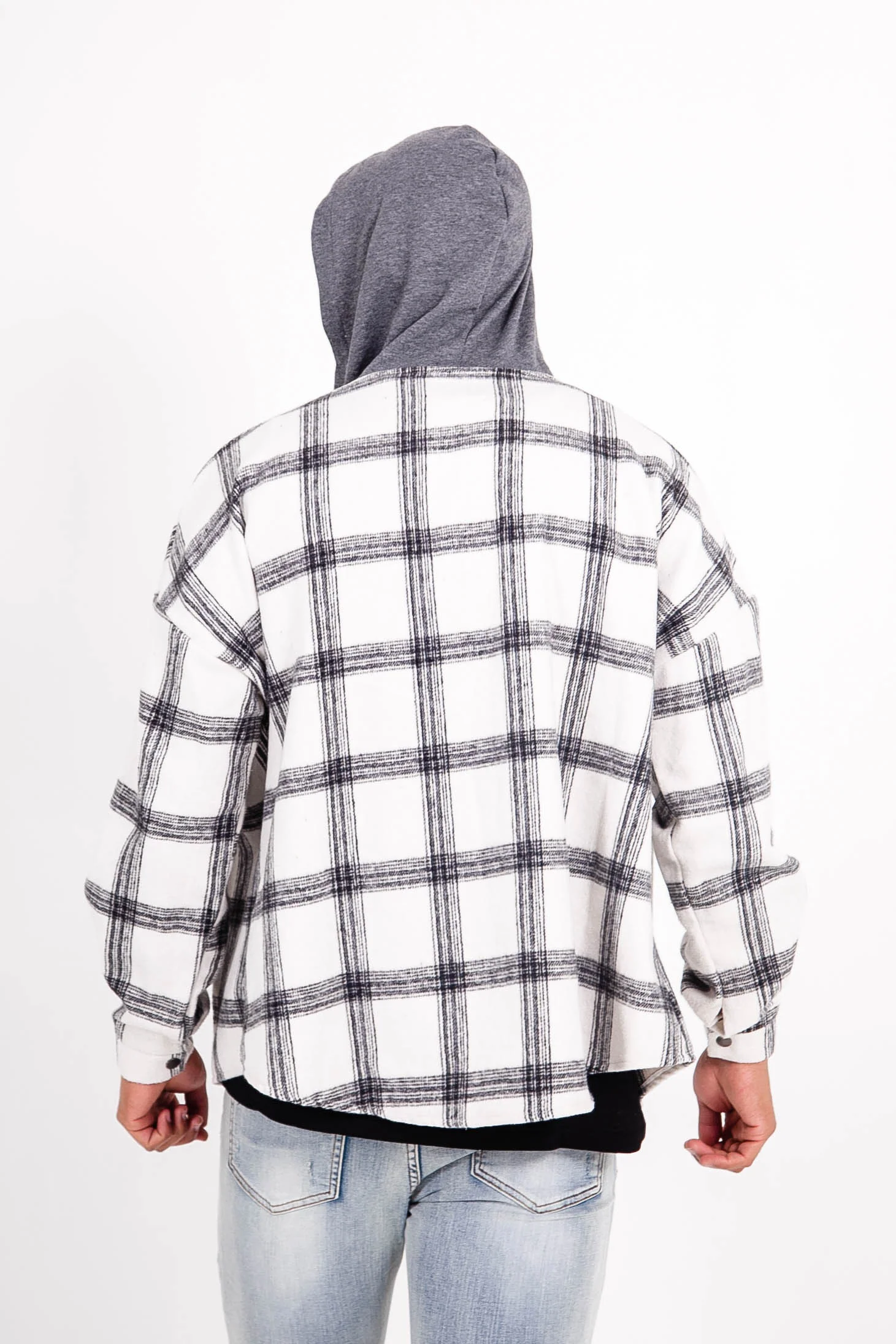 Chemise tartan capuche blanc - Image 5