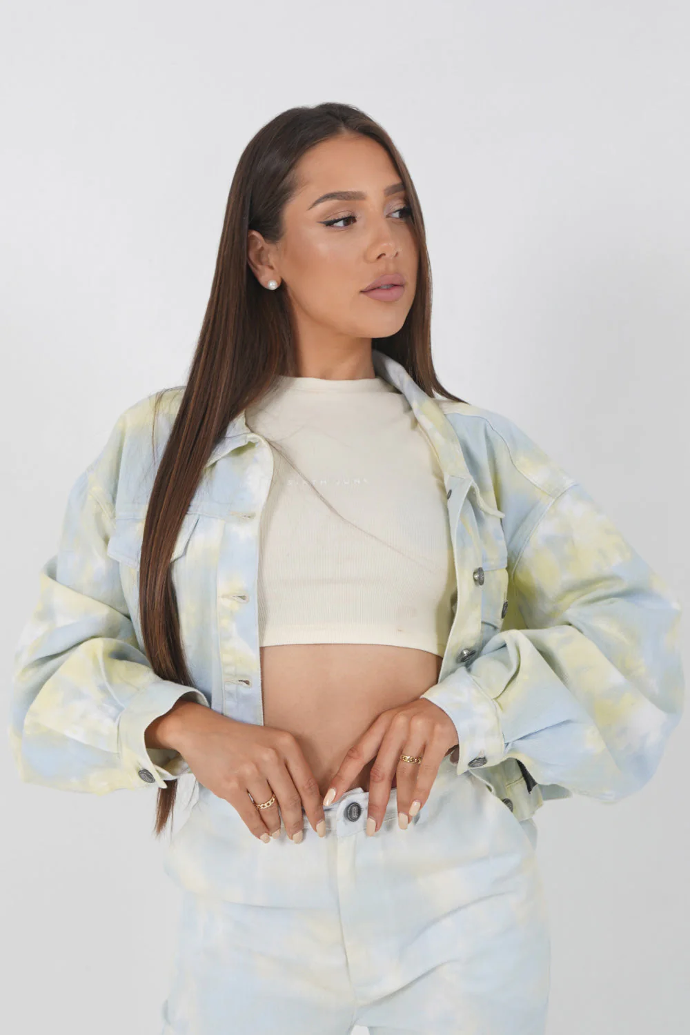 Veste courte tie dye Jaune