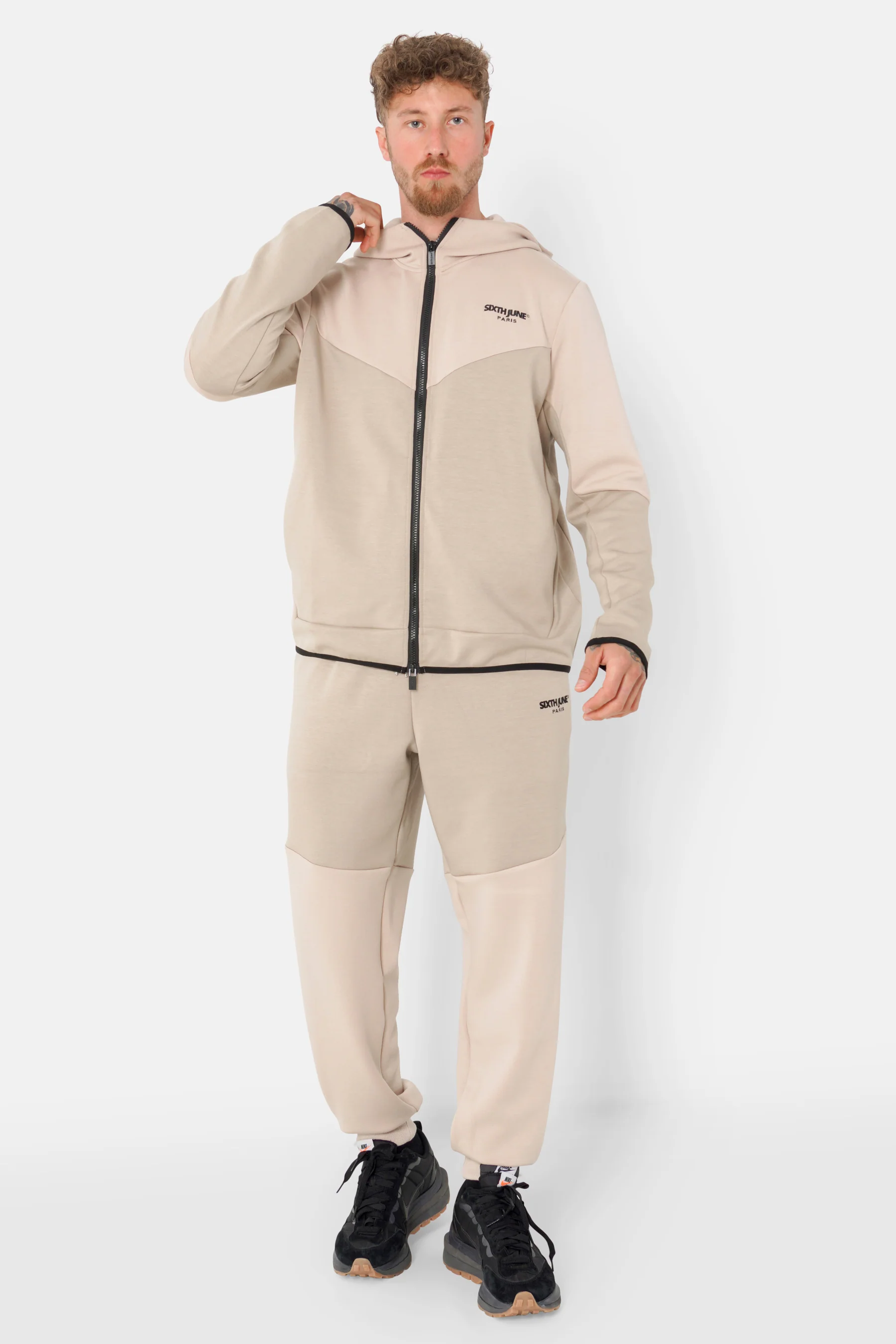 Veste bicolore technique zip Beige - Image 2