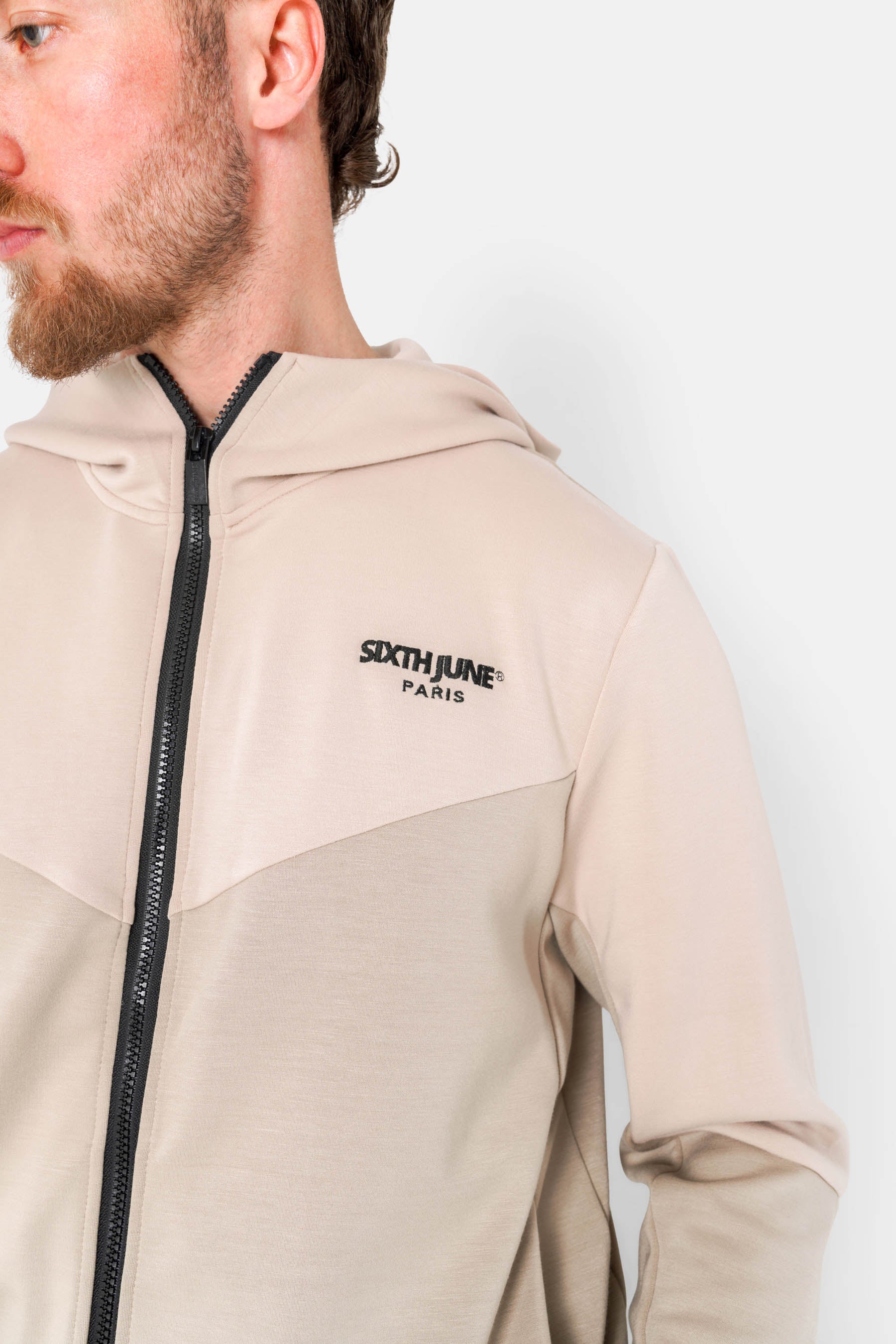 Veste bicolore technique zip Beige - Image 4