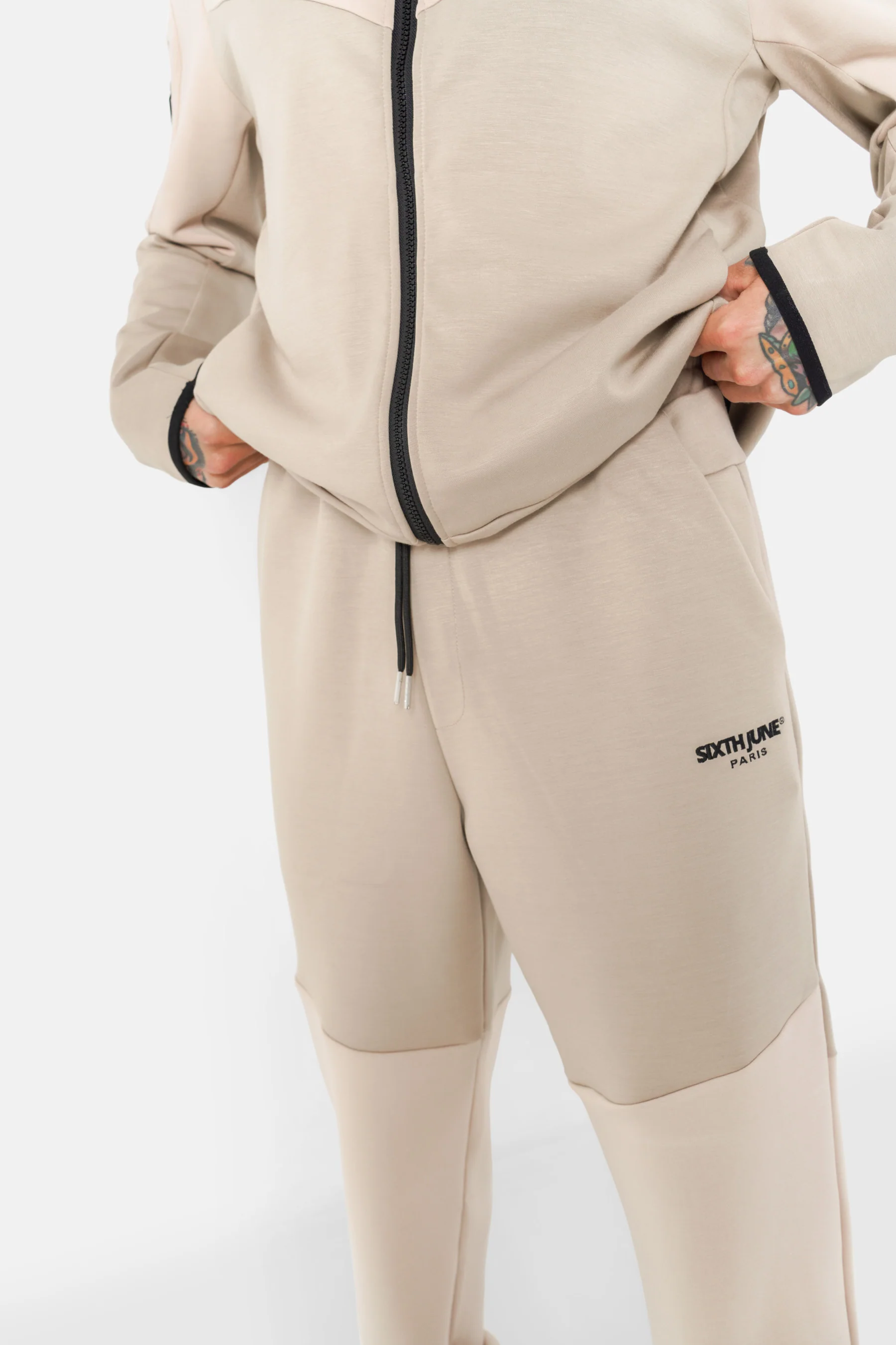 Jogging bicolore technique Beige - Image 3
