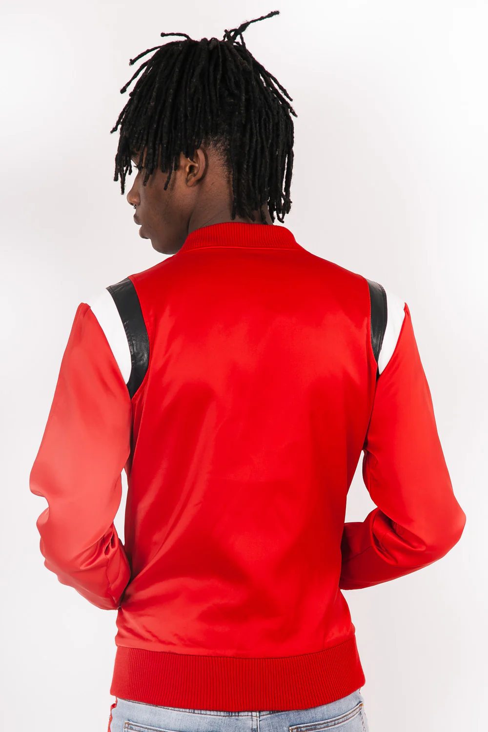 Teddy satin empiècement épaule rouge - Image 8