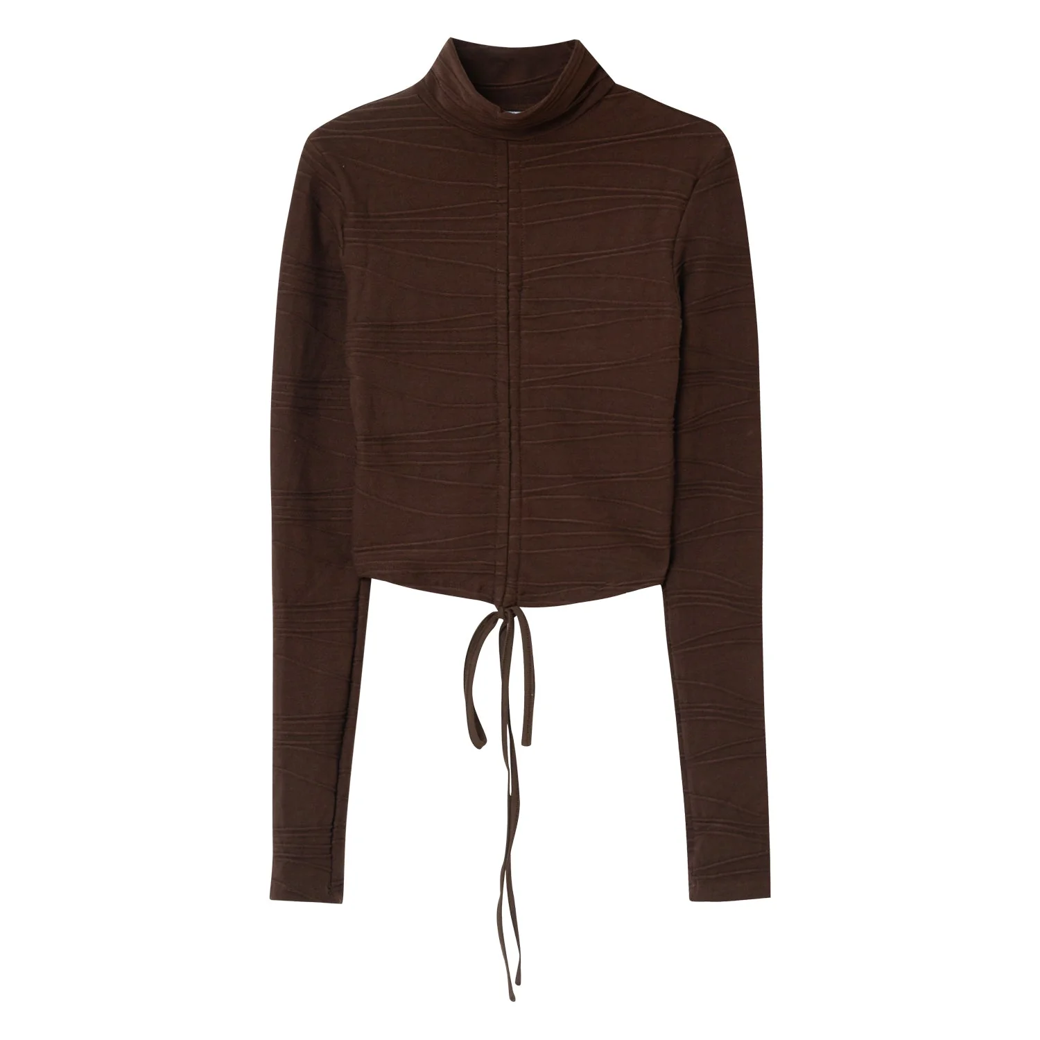 T-shirt court texture plissé Marron foncé - Image 6