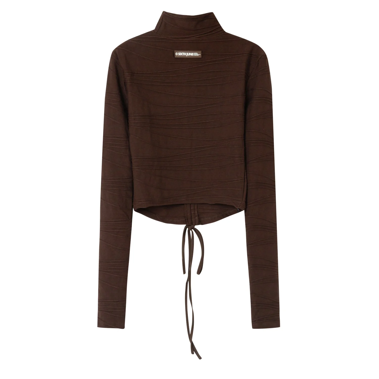 T-shirt court texture plissé Marron foncé - Image 7