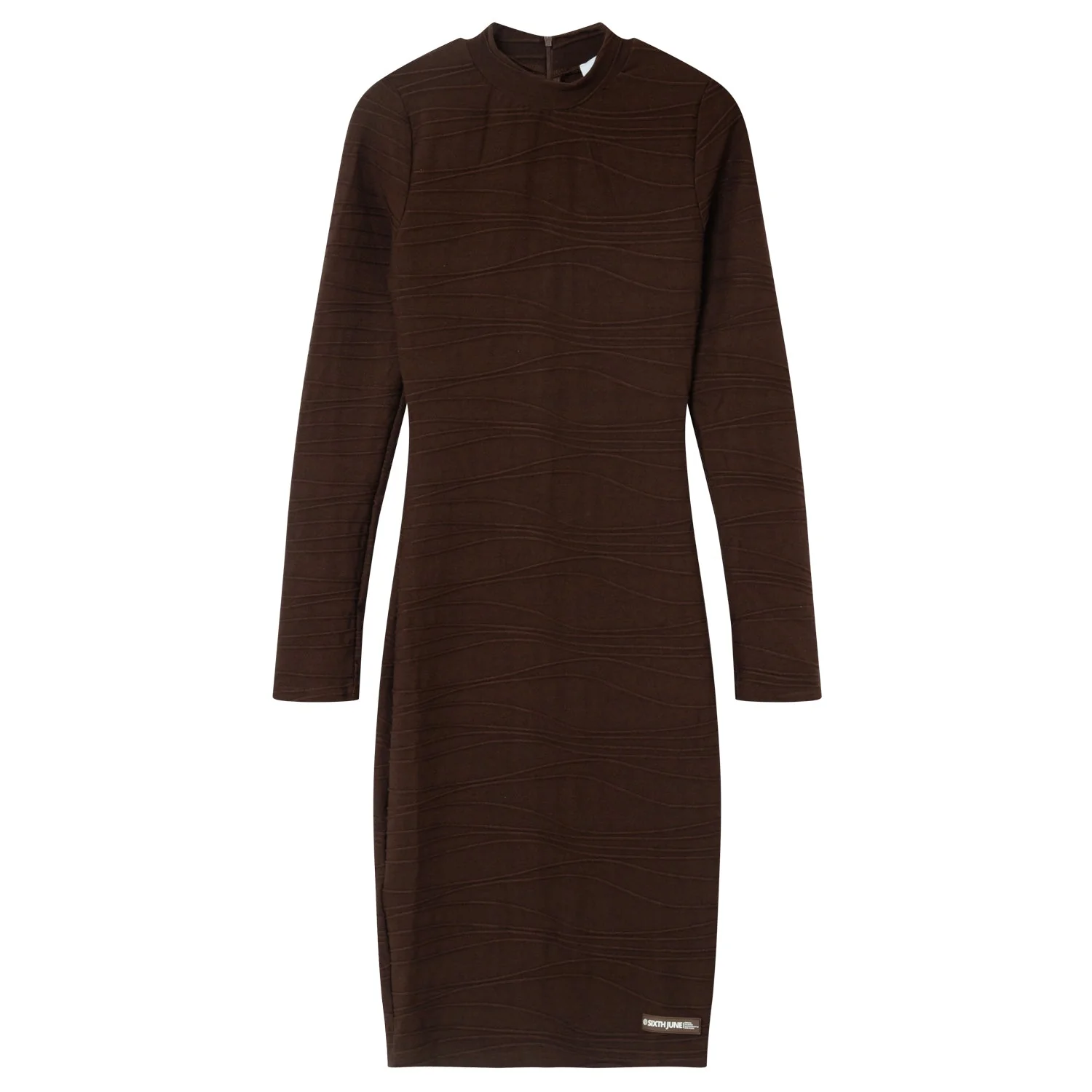 Robe texture manches longues Marron foncé - Image 6