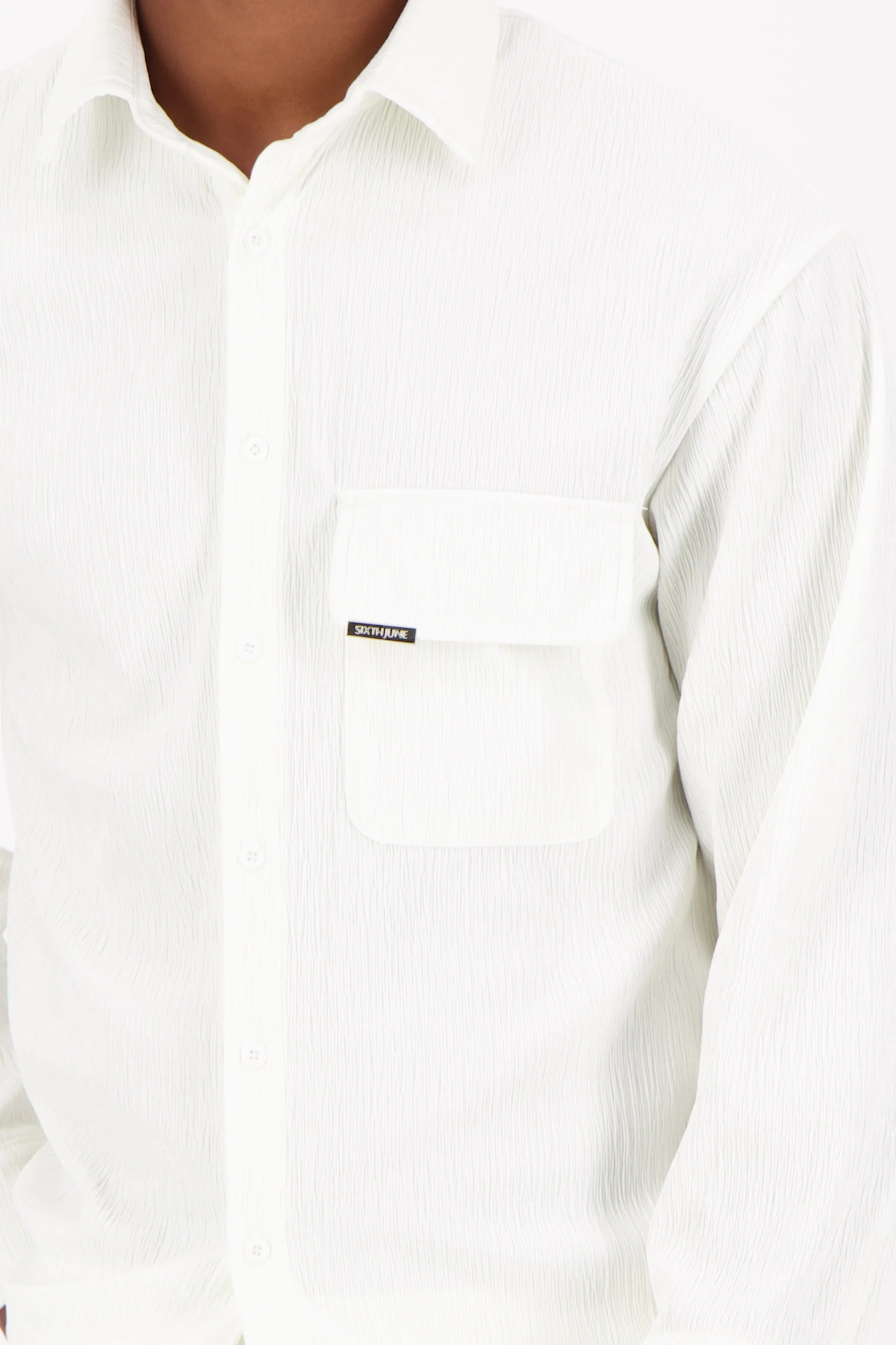 Chemise texturé fluide brillant Blanc - Image 3