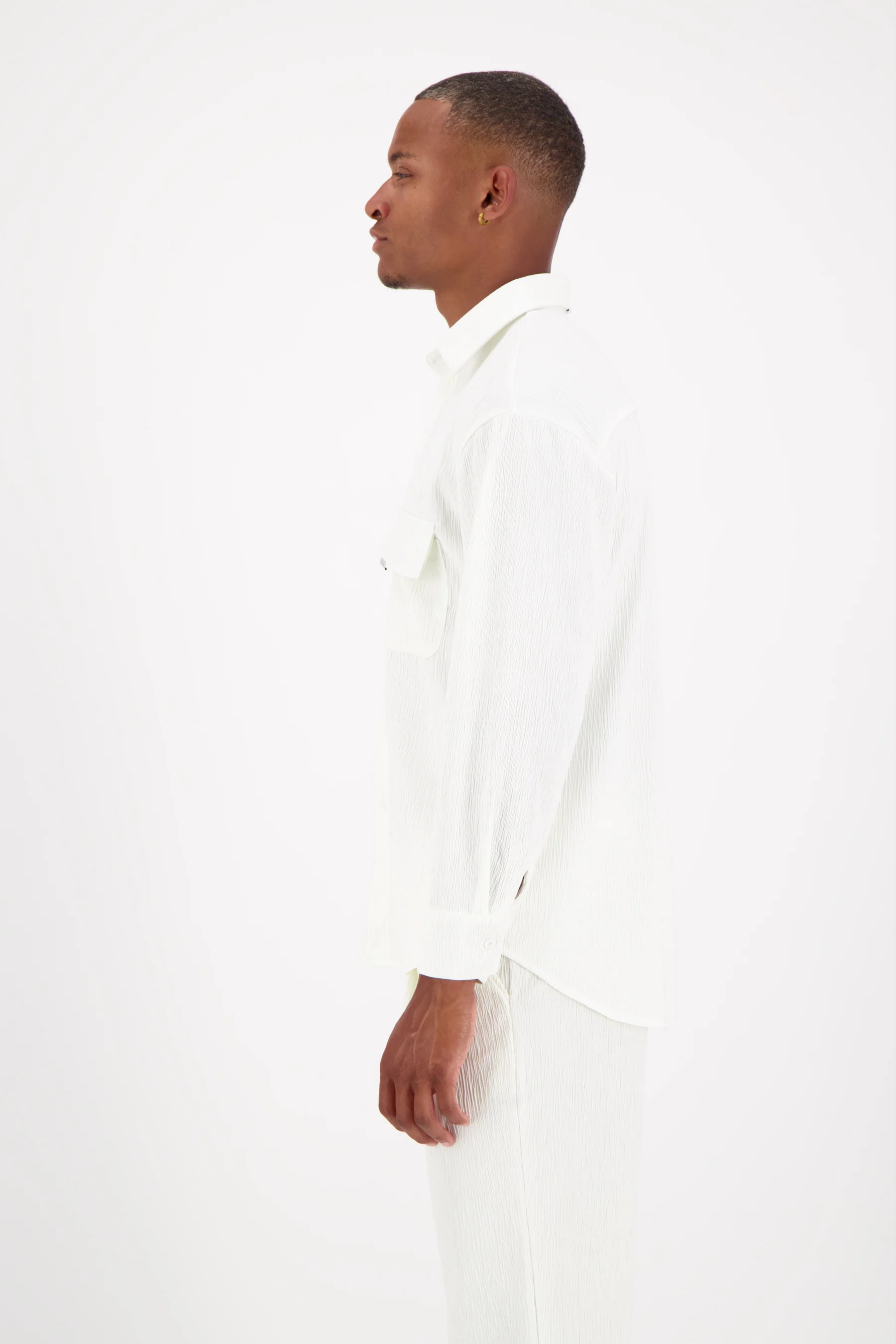 Chemise texturé fluide brillant Blanc - Image 4