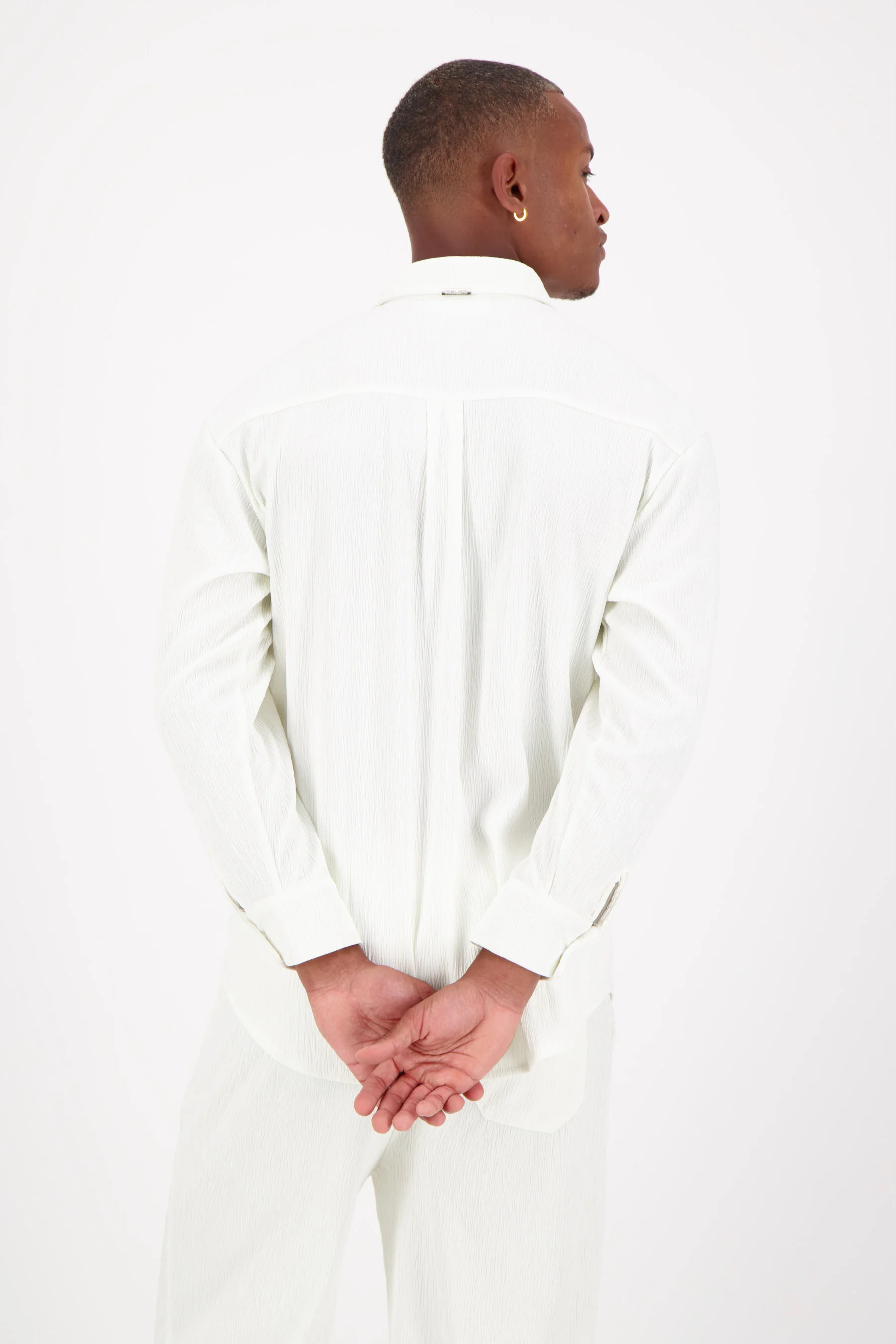 Chemise texturé fluide brillant Blanc - Image 5