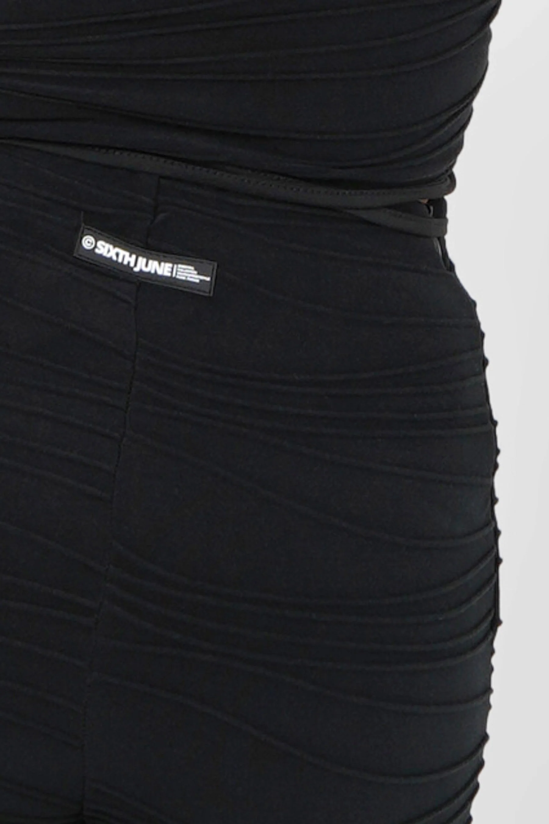Pantalon texturé évasé Noir - Image 3
