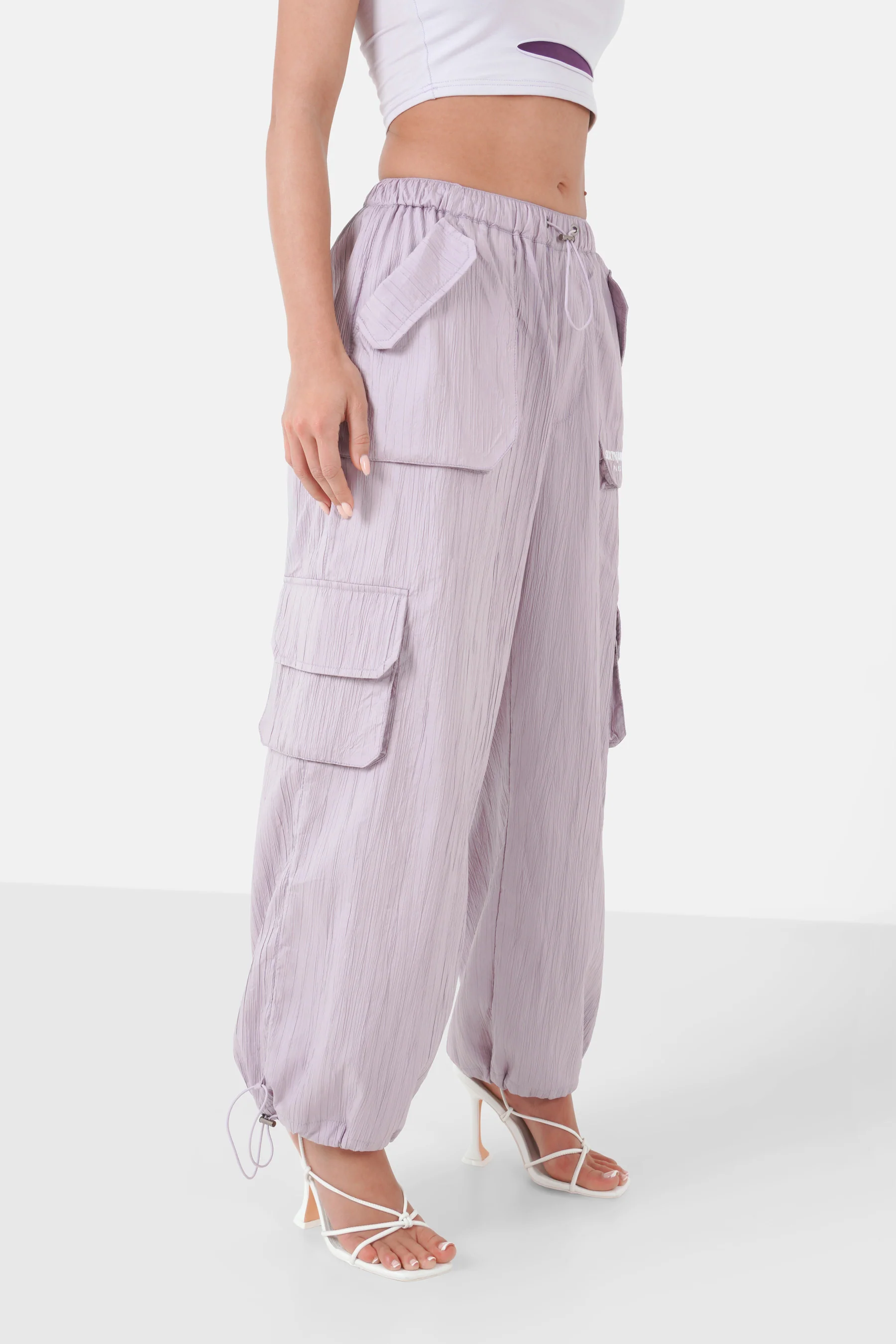 Pantalon parachute texturé cargo Violet - Image 3