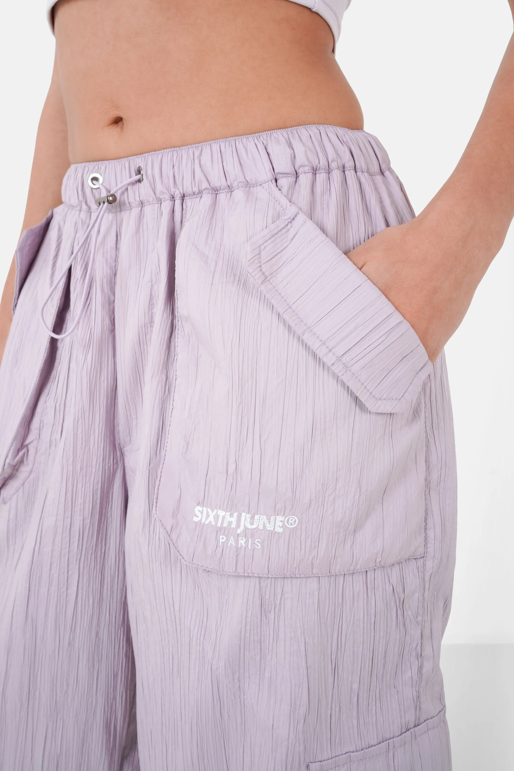 Pantalon parachute texturé cargo Violet - Image 4