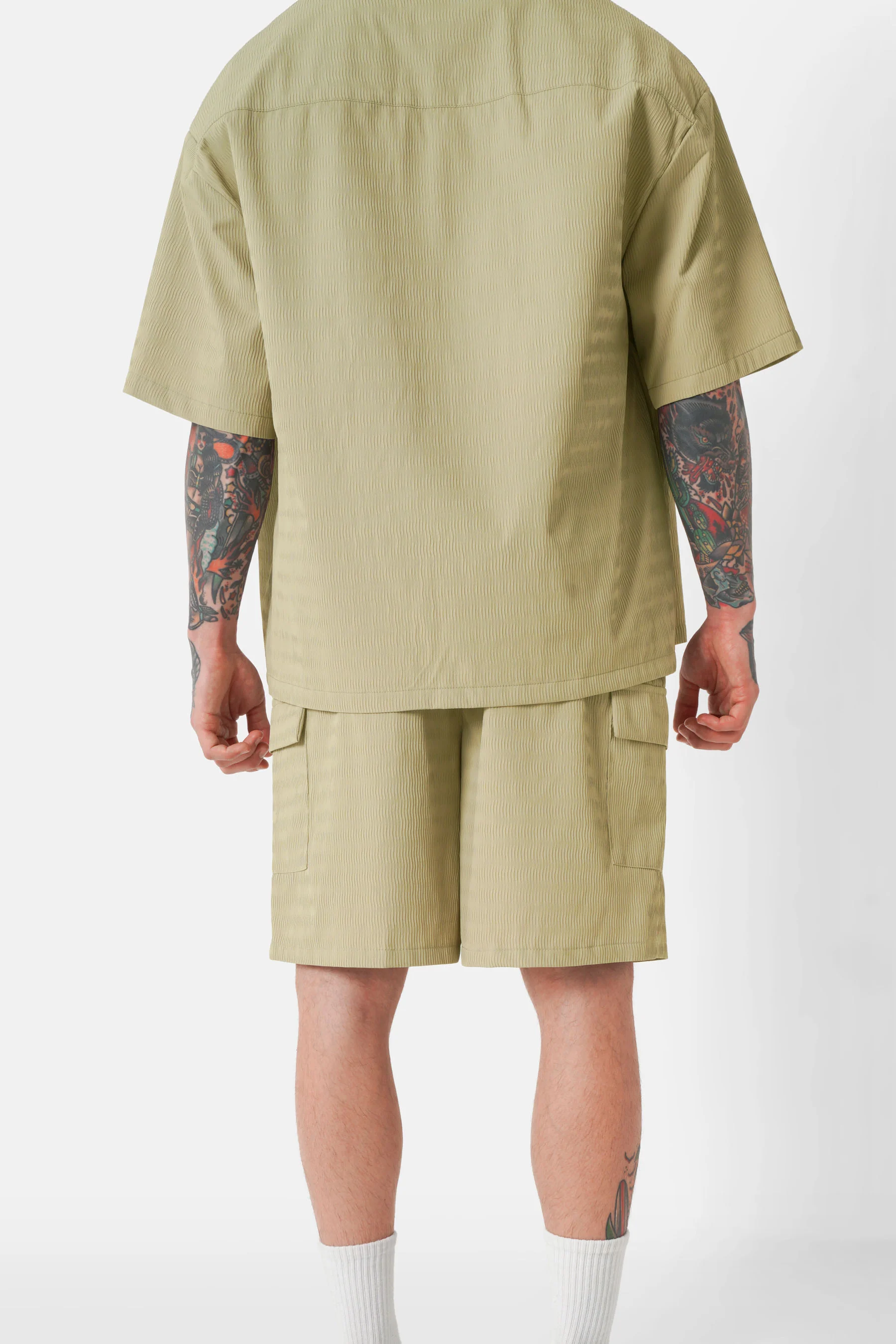 Short texturé cargo Vert kaki - Image 5