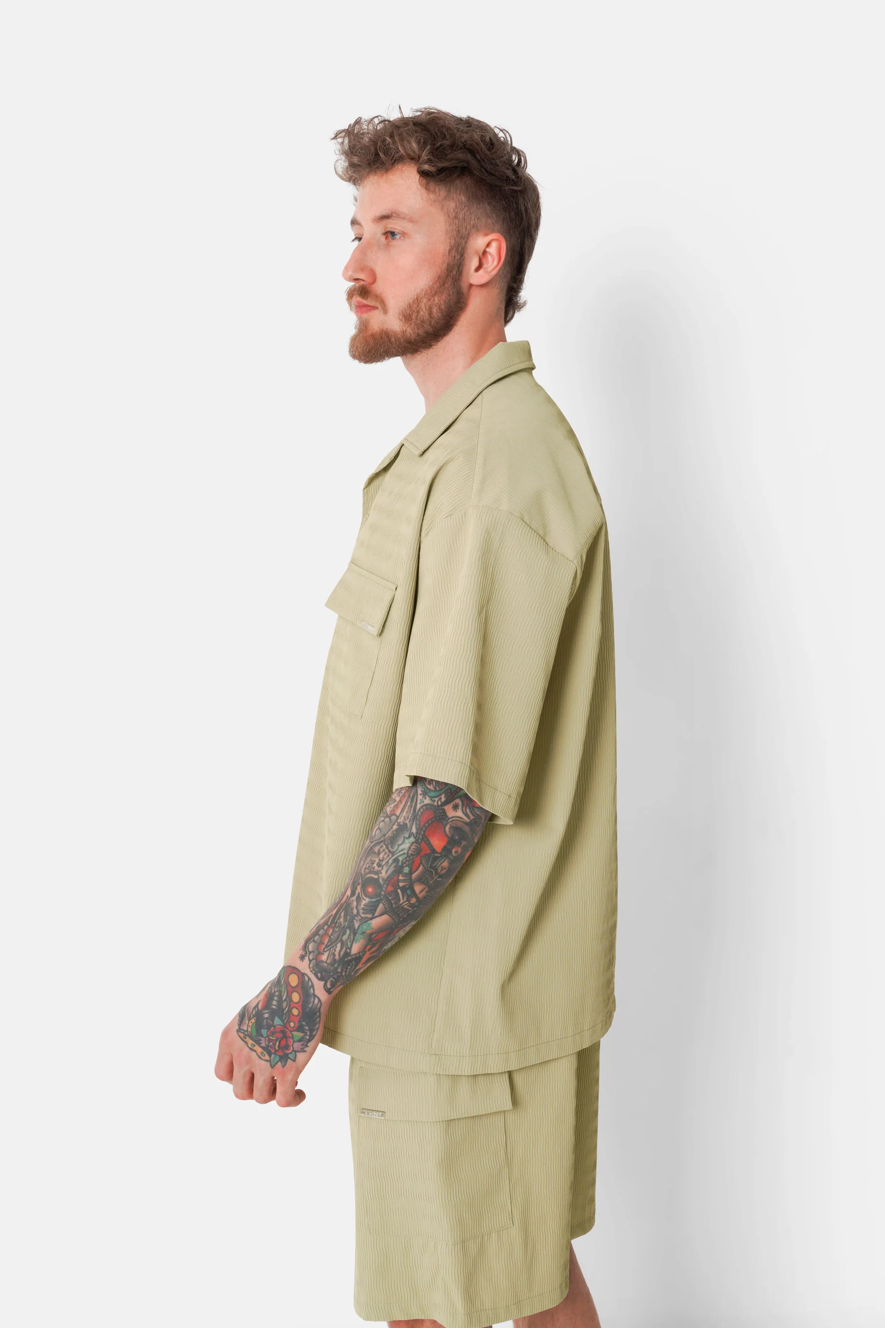 Chemise texturé Vert kaki - Image 4