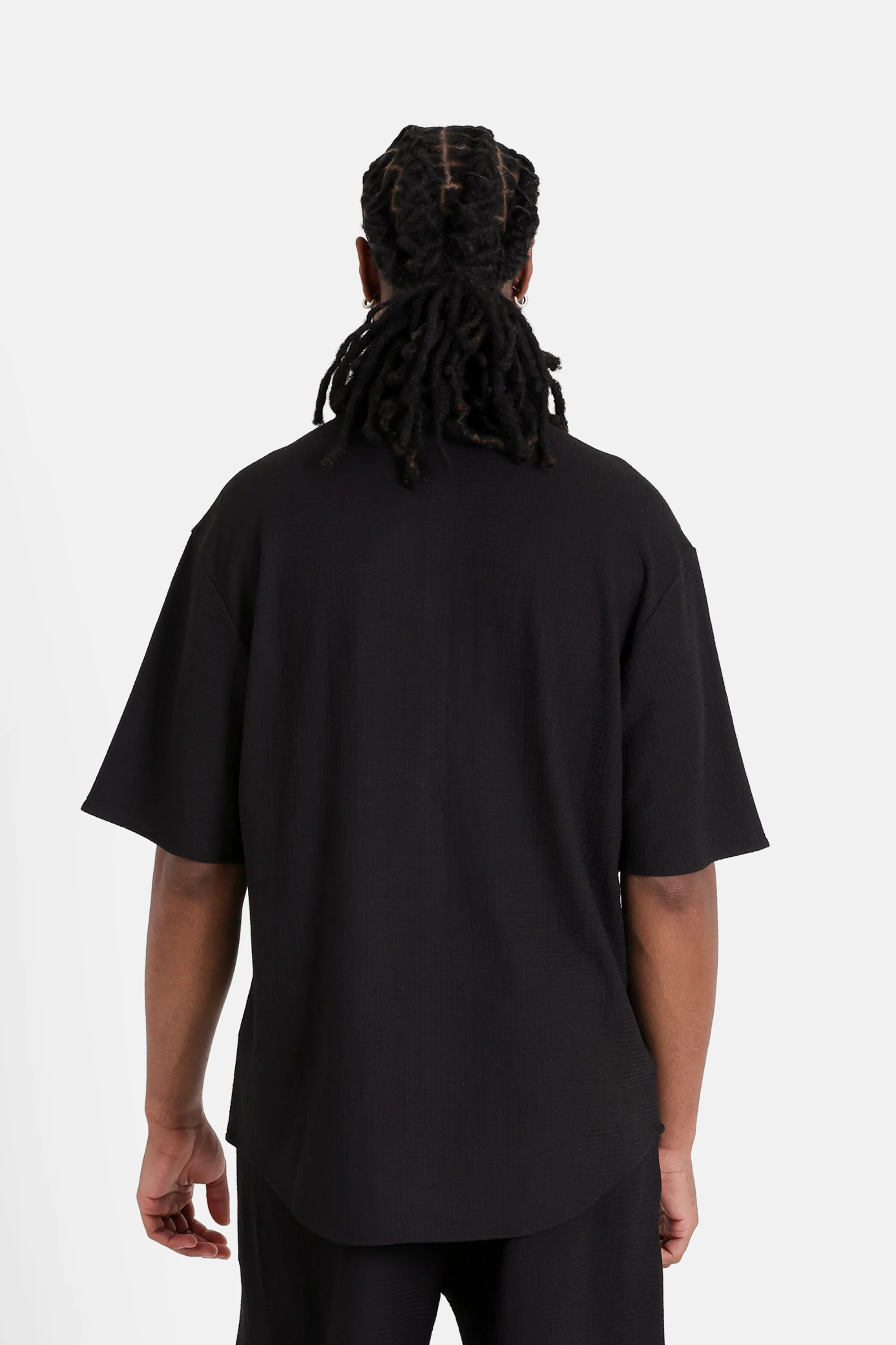 Chemise texturée broderie Noir - Image 5