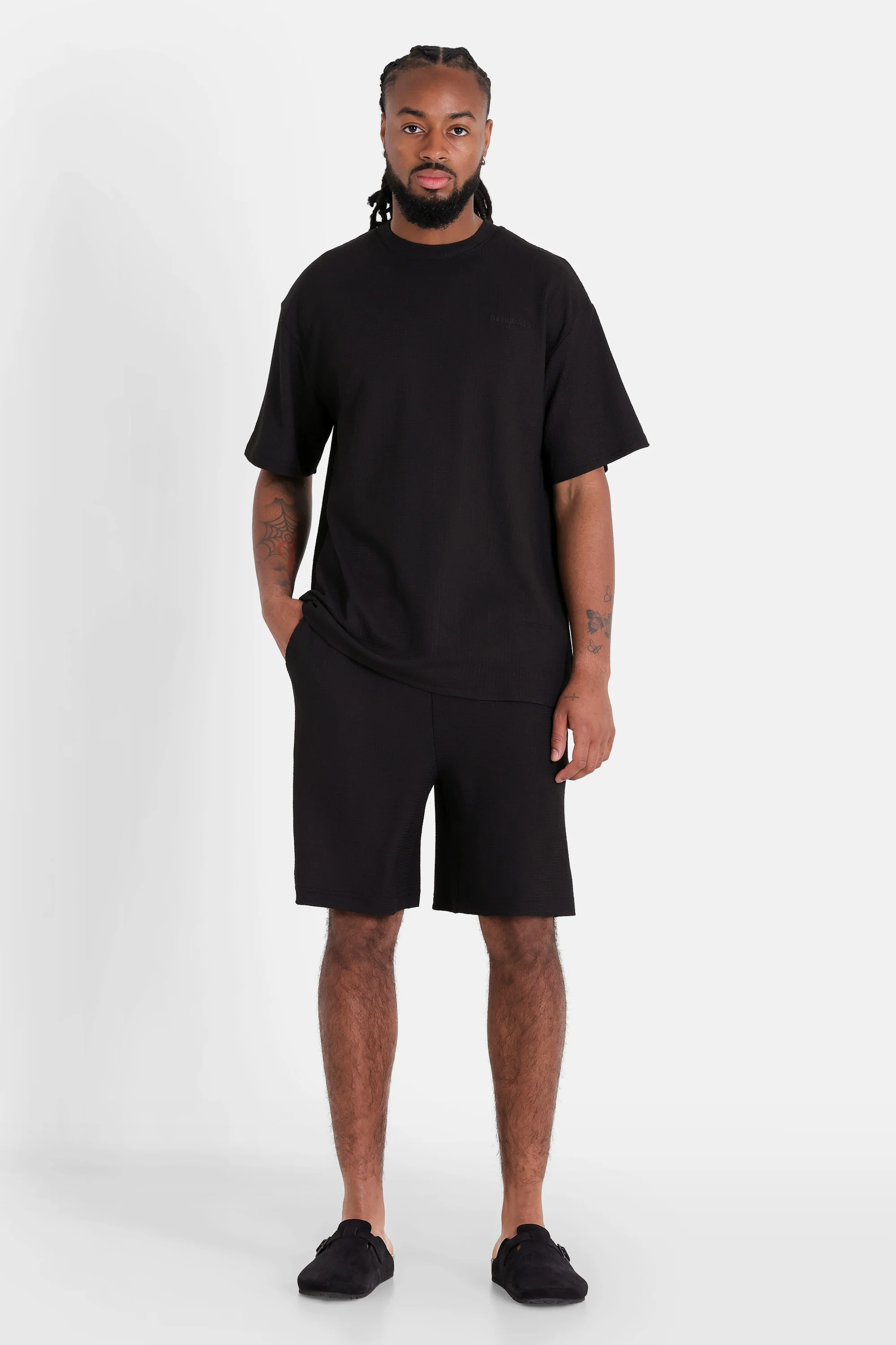 T-shirt texturée broderie Noir - Image 2
