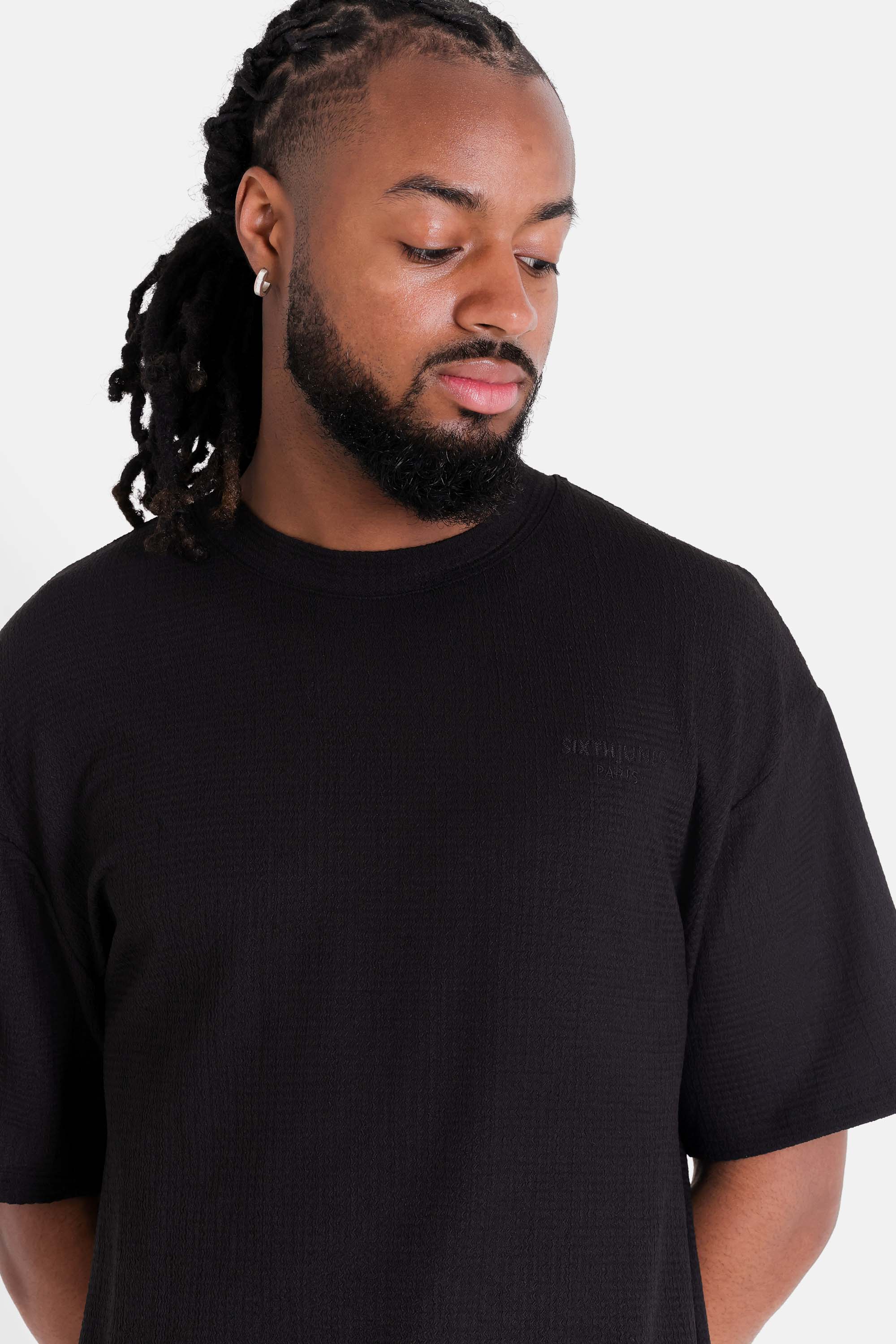 T-shirt texturée broderie Noir - Image 3