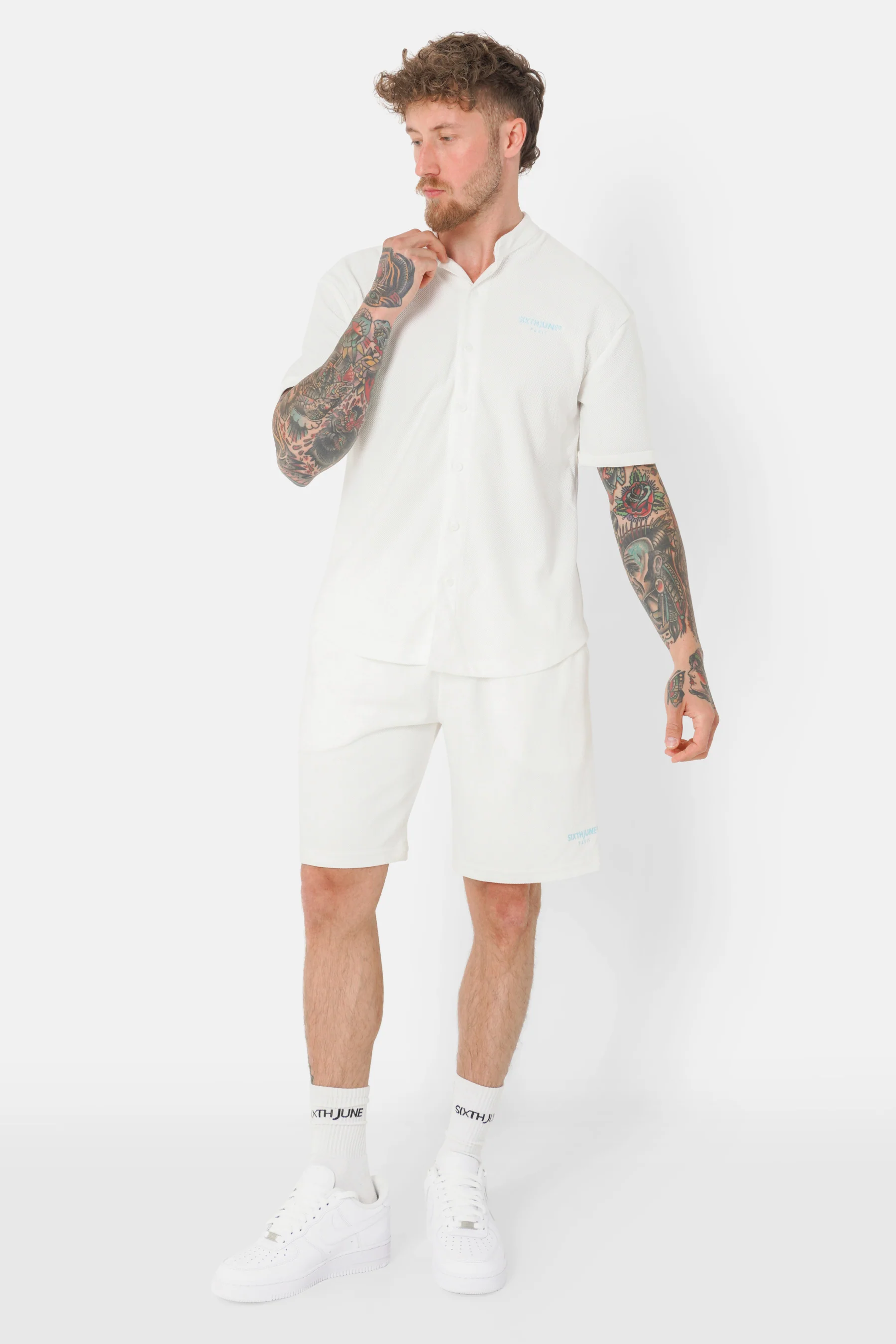 Chemise texturé logo brodé Blanc - Image 2