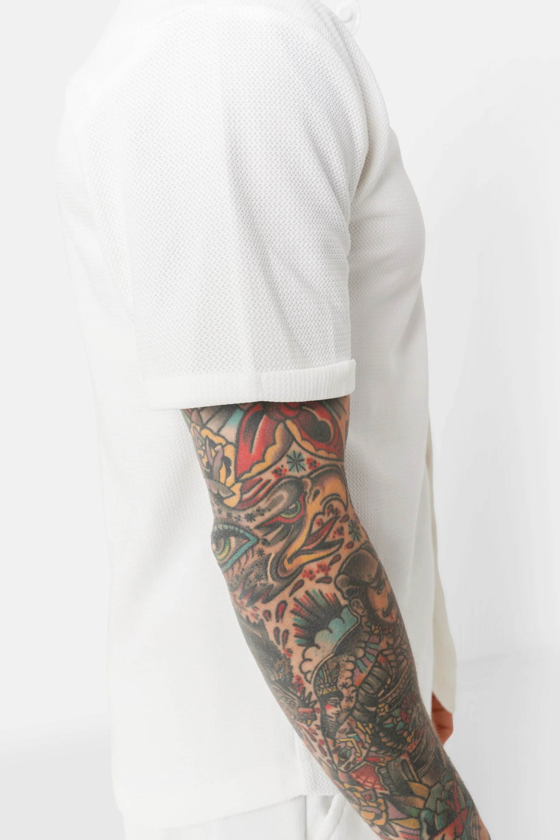 Chemise texturé logo brodé Blanc - Image 3