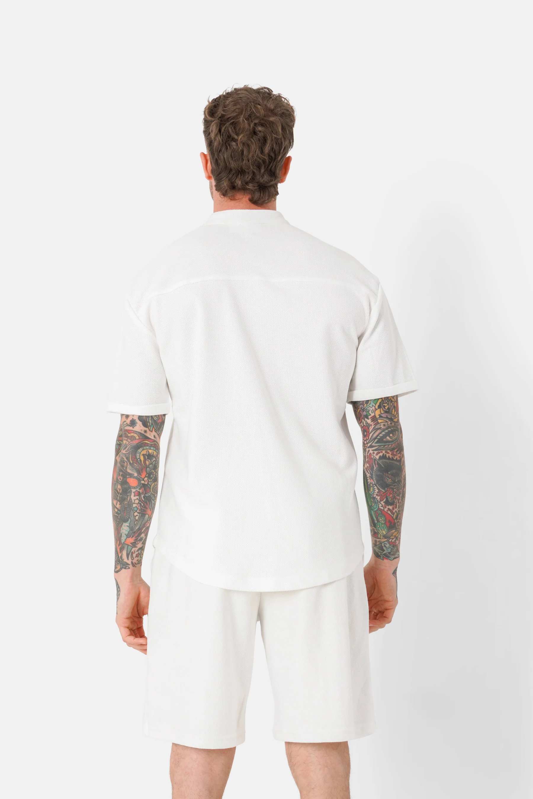 Chemise texturé logo brodé Blanc - Image 5