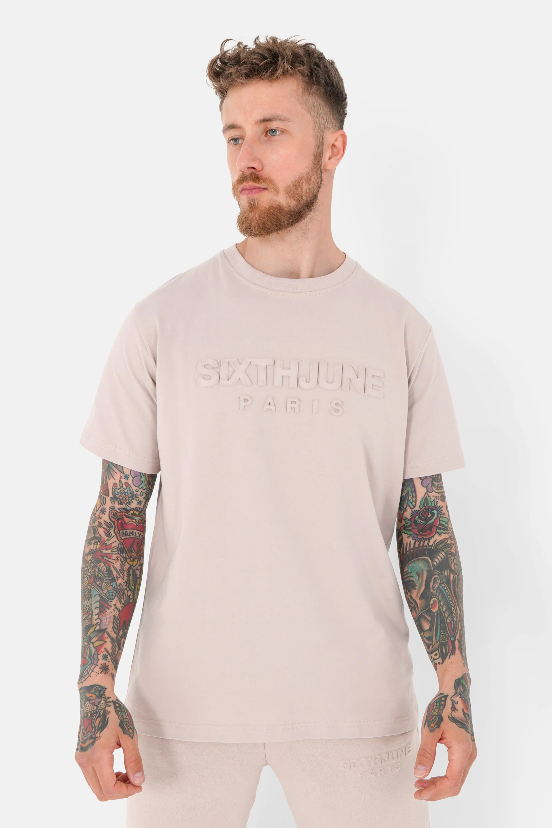 T-shirt logo relief Beige