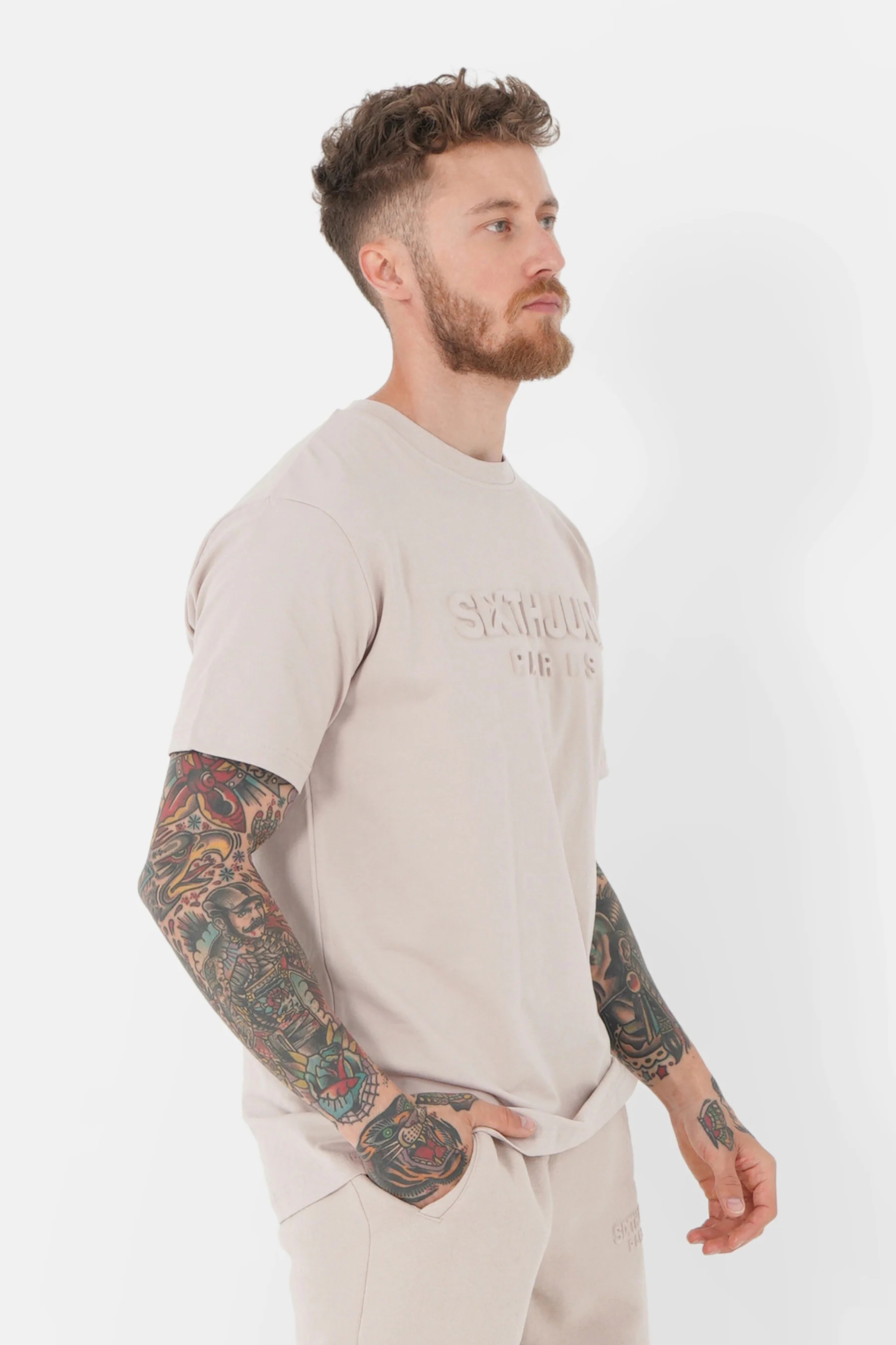 T-shirt logo relief Beige - Image 4