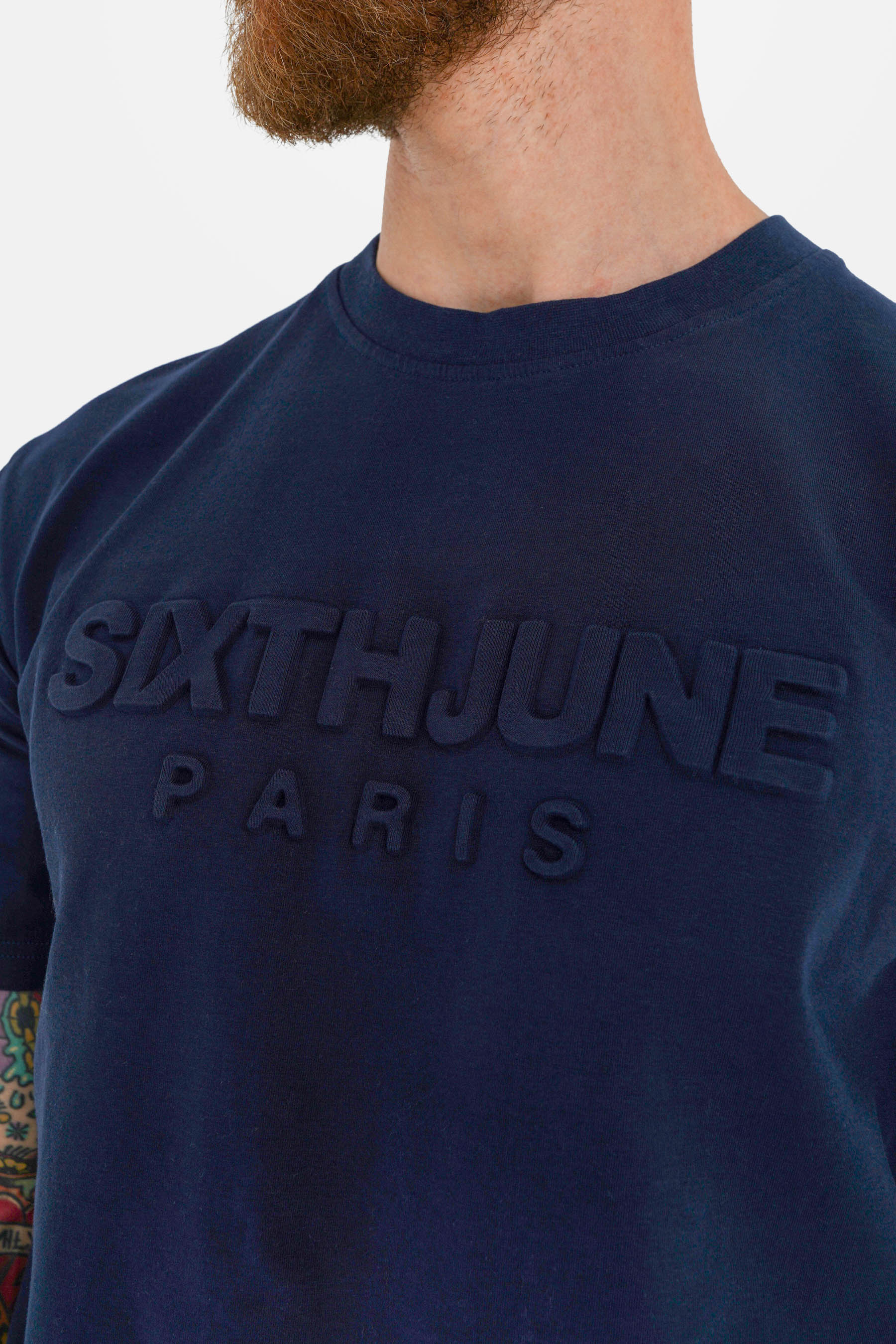 T-shirt logo relief Bleu foncé - Image 3