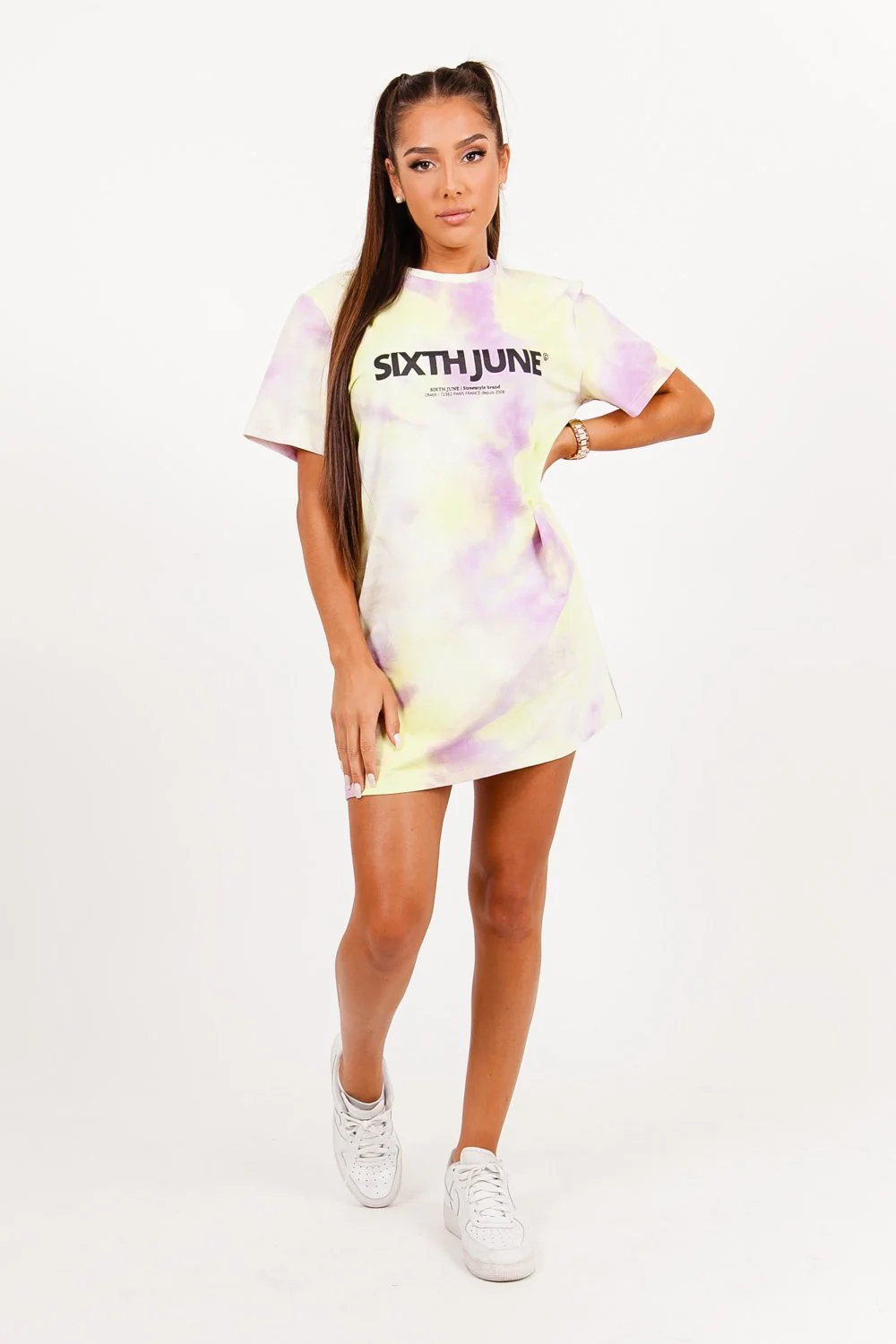 Robe t-shirt tie and dye jaune - Image 5