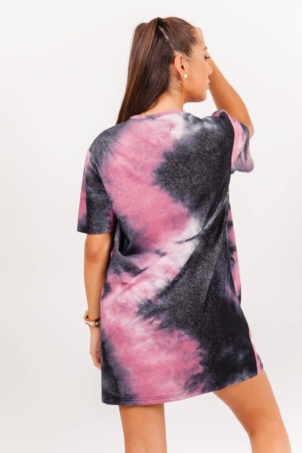 Robe t-shirt tie and dye framboise - Image 4