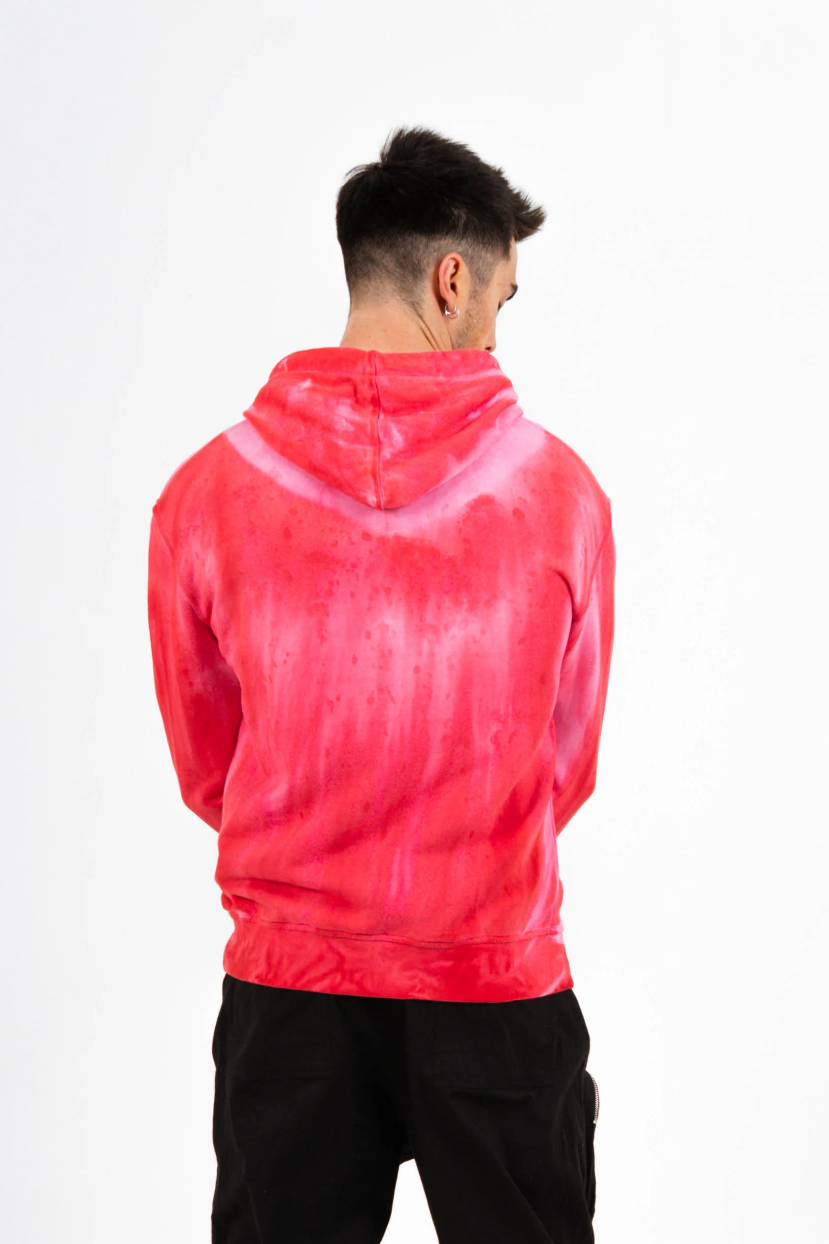 Sweat capuche délavé Rouge - Image 5