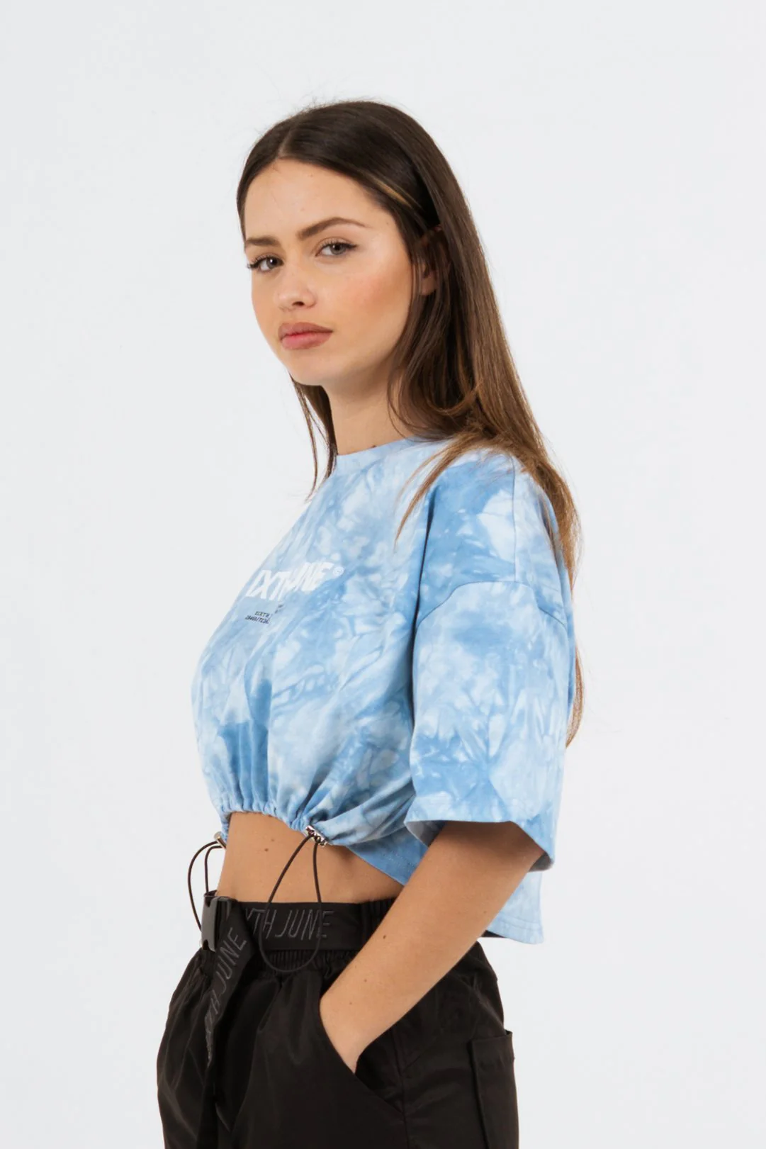 T-shirt tie and dye cordon serrage Bleu - Image 3