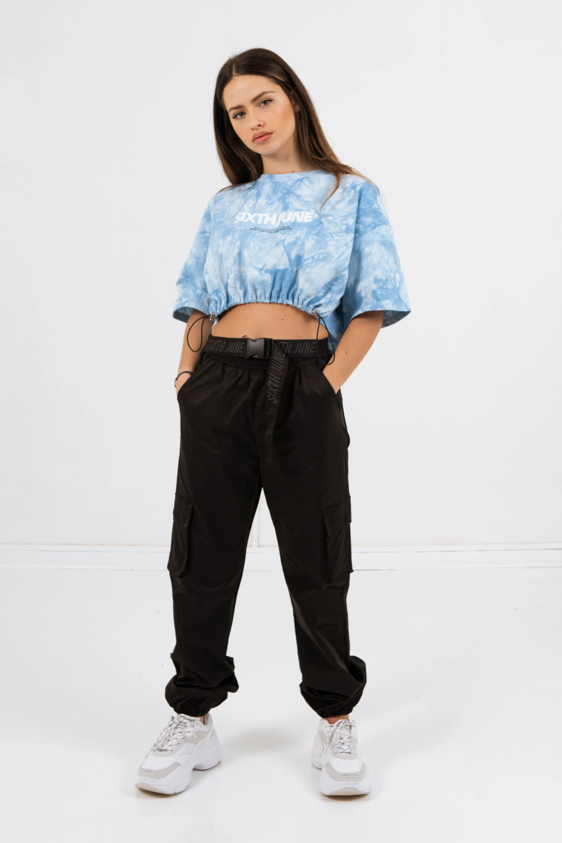 T-shirt tie and dye cordon serrage Bleu - Image 5
