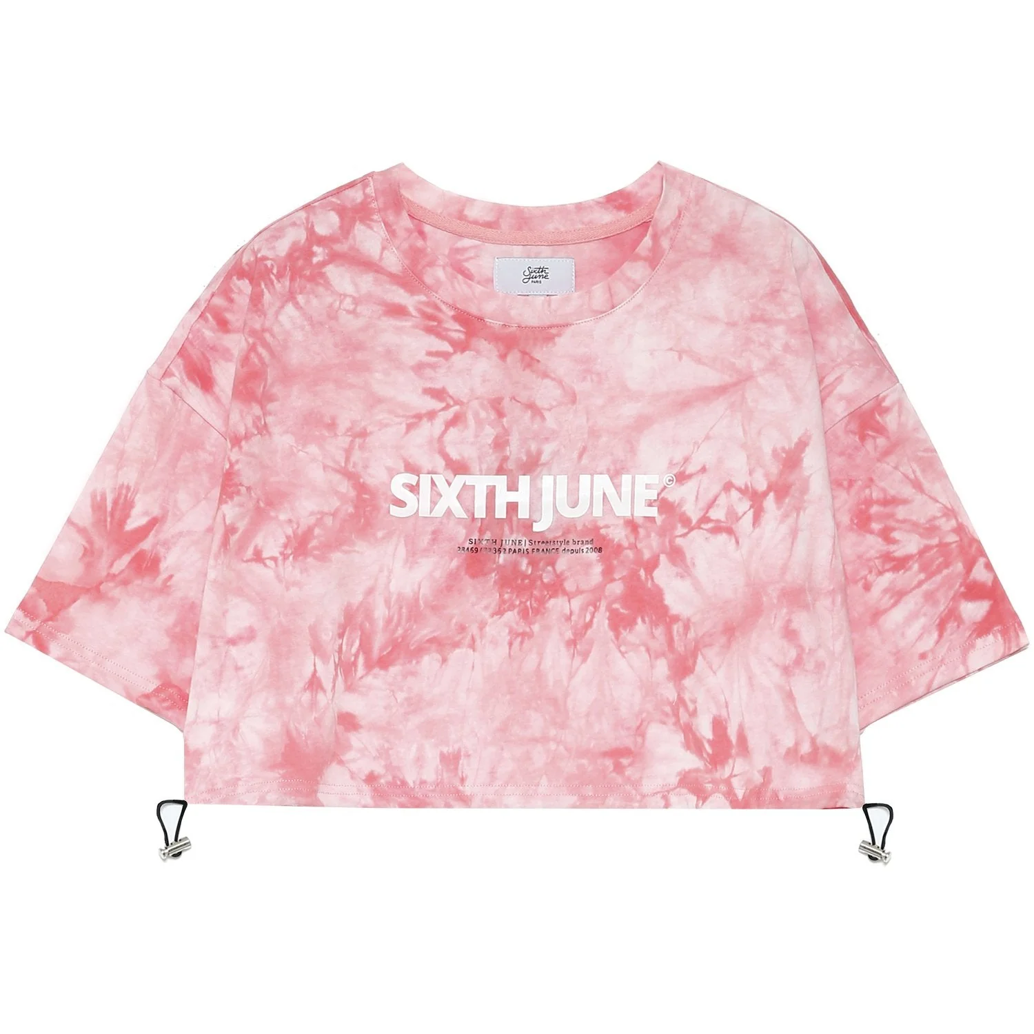 T-shirt tie and dye cordon serrage Rose - Image 2