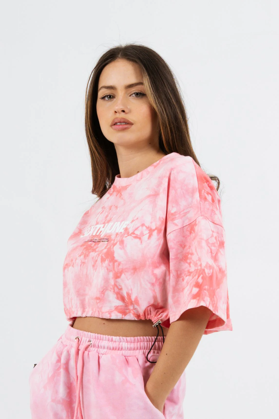 T-shirt tie and dye cordon serrage Rose - Image 3