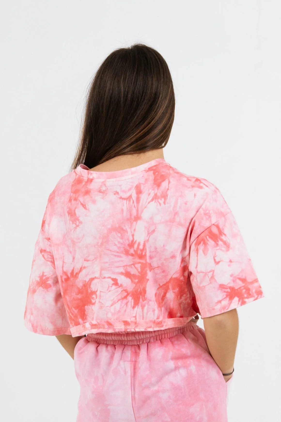 T-shirt tie and dye cordon serrage Rose - Image 4