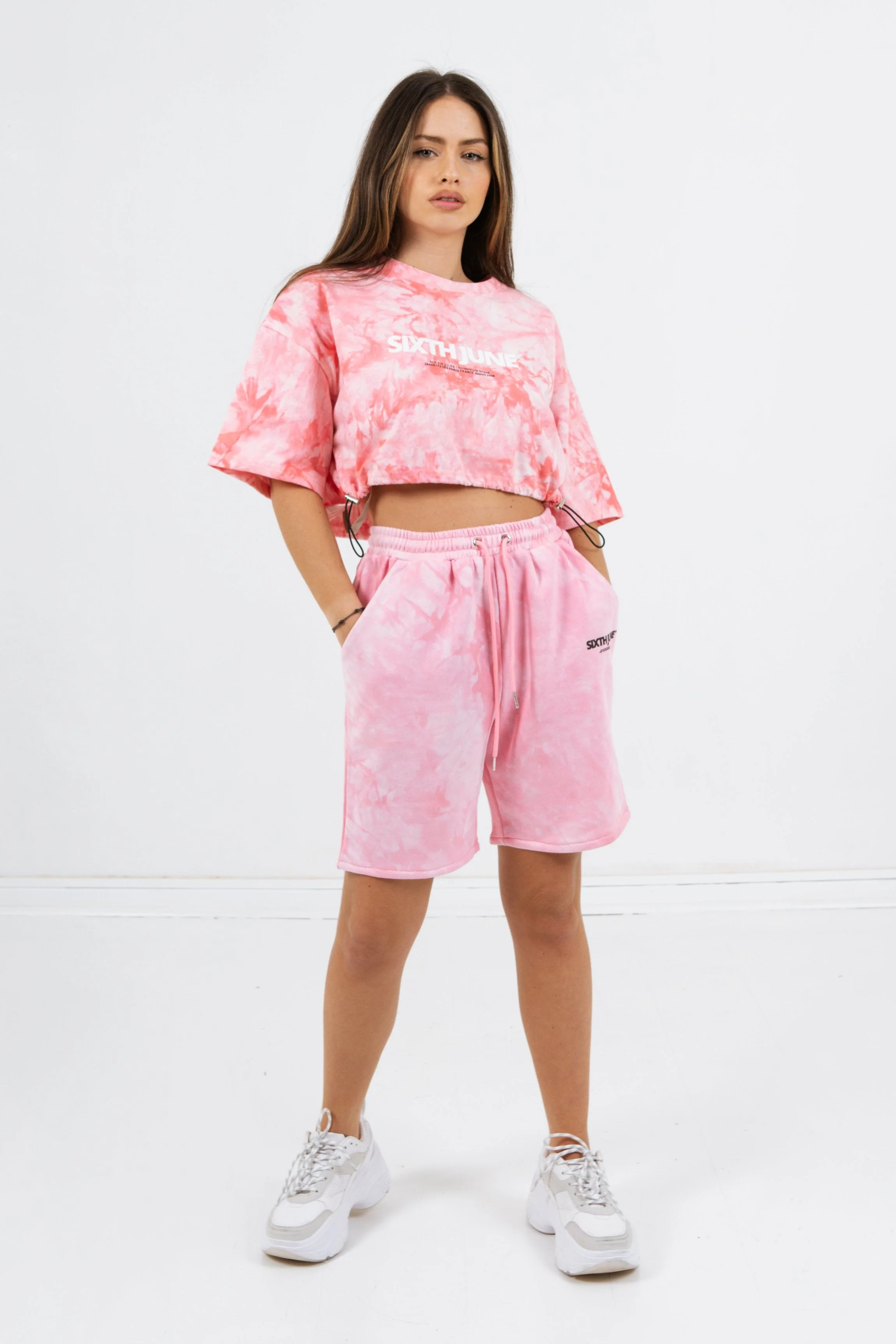 T-shirt tie and dye cordon serrage Rose - Image 5