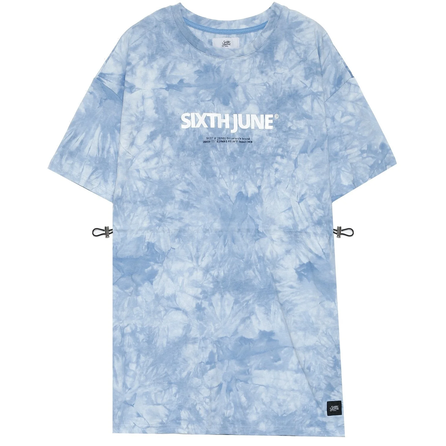 Robe t-shirt tie dye cordon serrage Bleu - Image 5