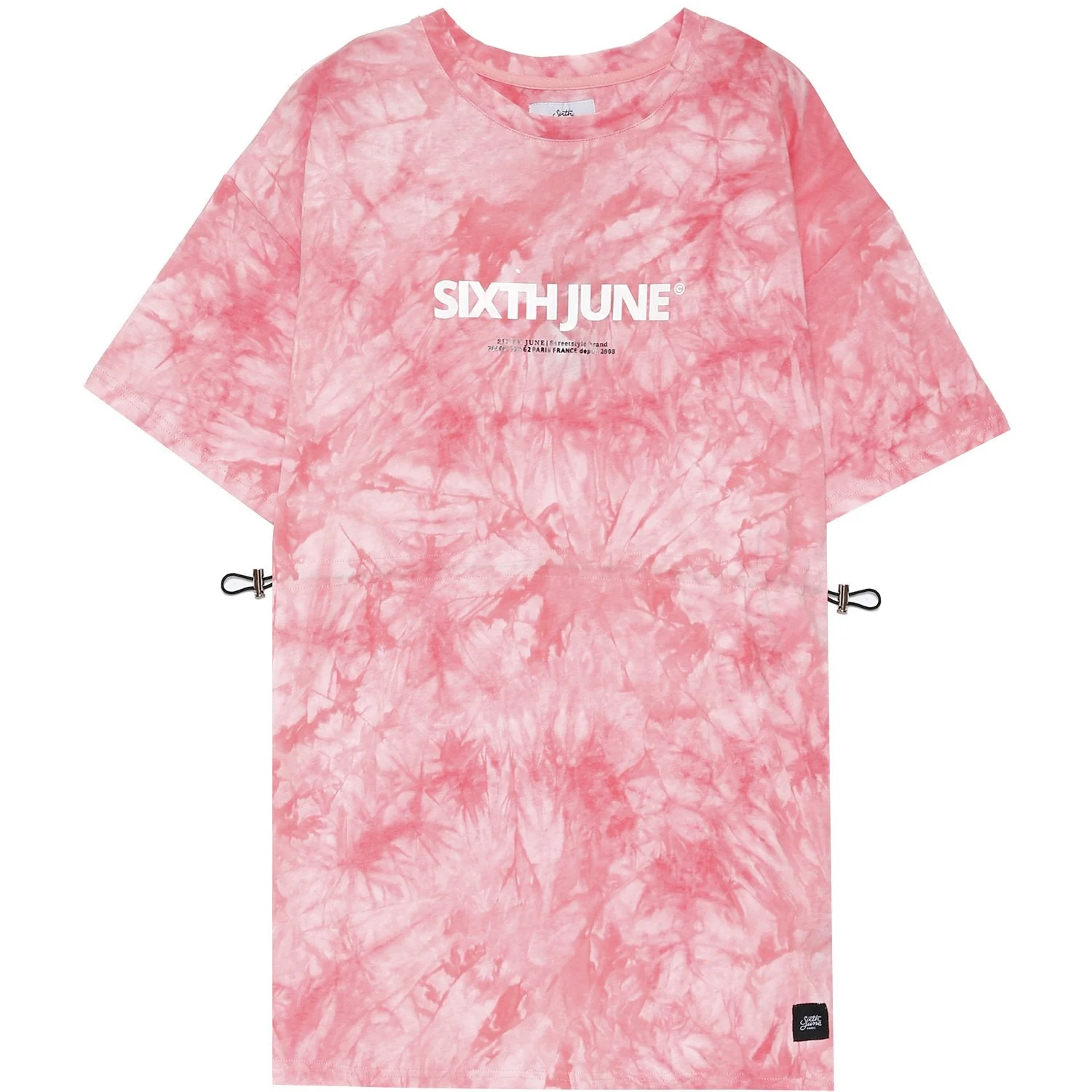 Robe t-shirt tie dye cordon serrage Rose - Image 2