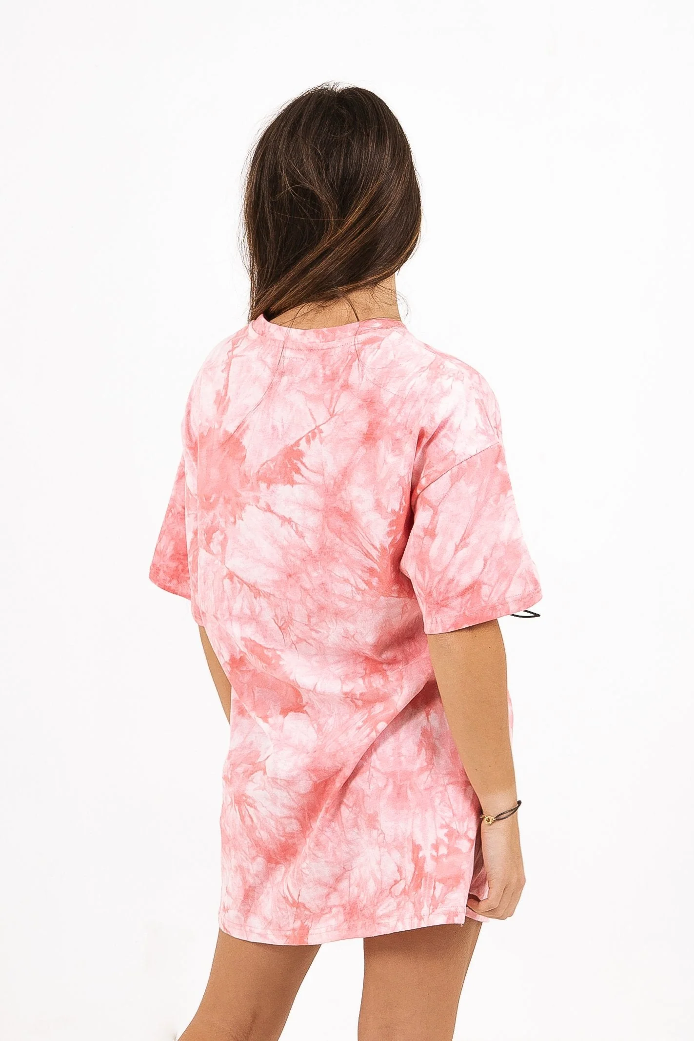 Robe t-shirt tie dye cordon serrage Rose - Image 5