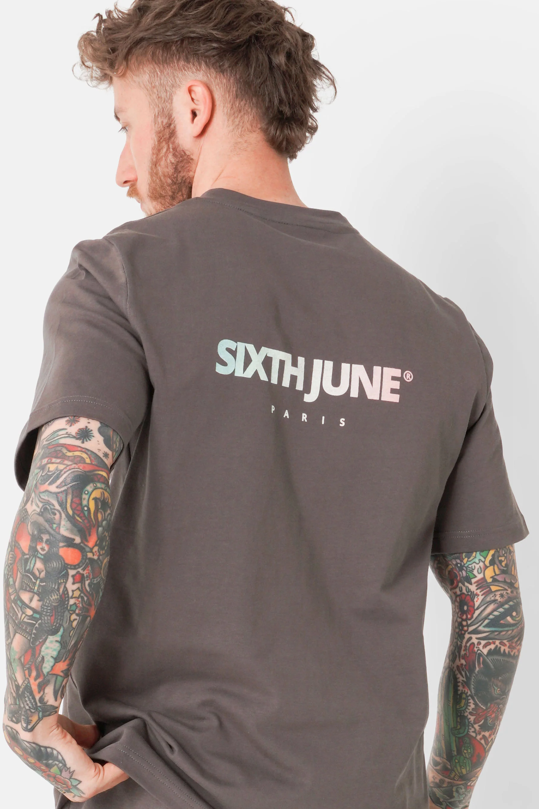 T-shirt imprimé logo tie and dye Gris foncé - Image 4