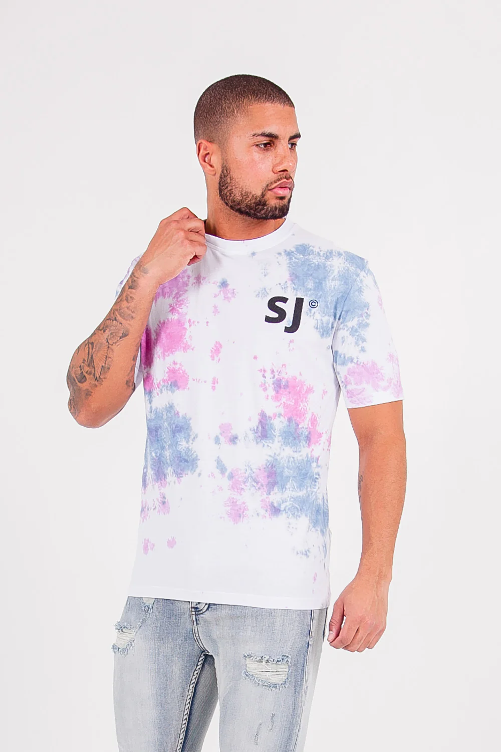 T-shirt monogramme tie dye logo Blanc - Image 2