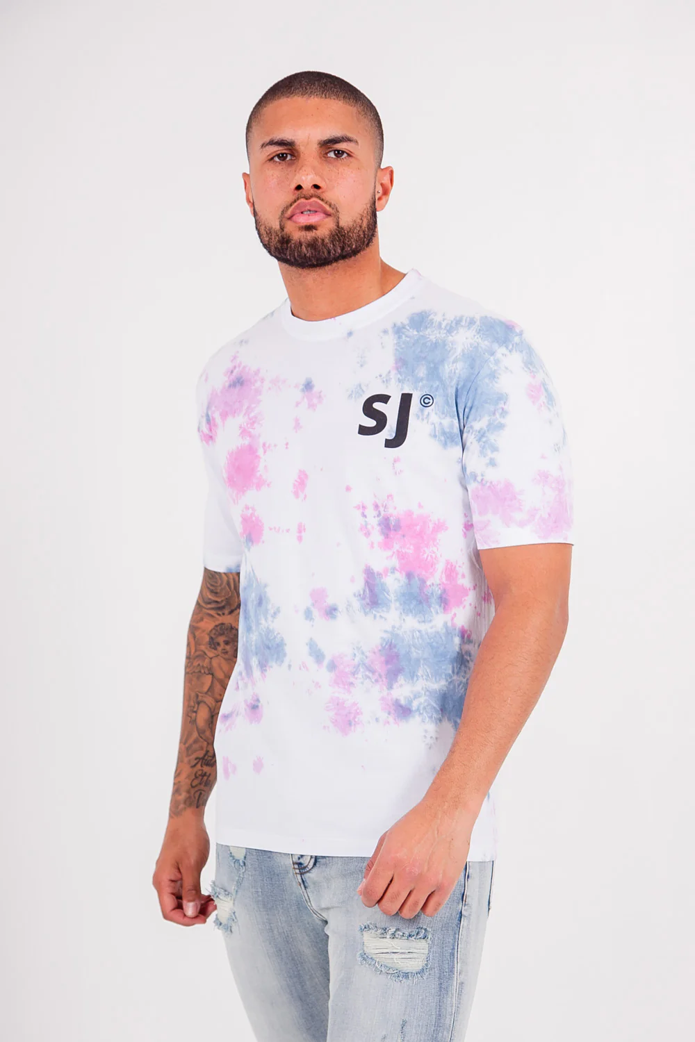 T-shirt monogramme tie dye logo Blanc - Image 4