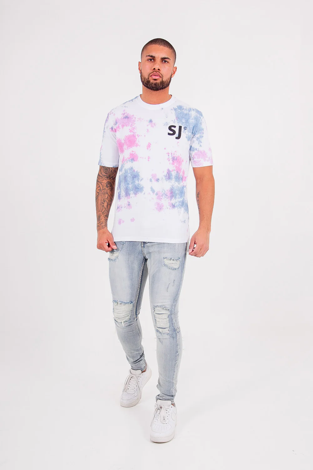 T-shirt monogramme tie dye logo Blanc - Image 6