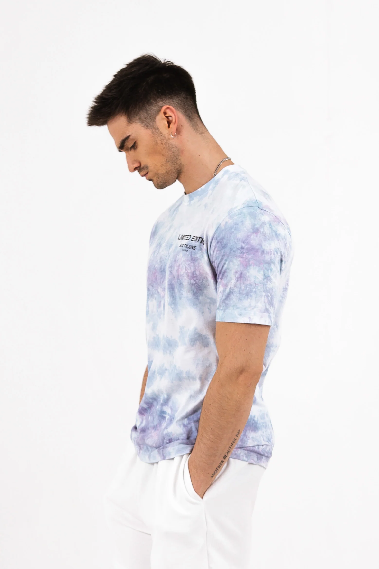 T-shirt manches courtes tie dye bleu vert - Image 4
