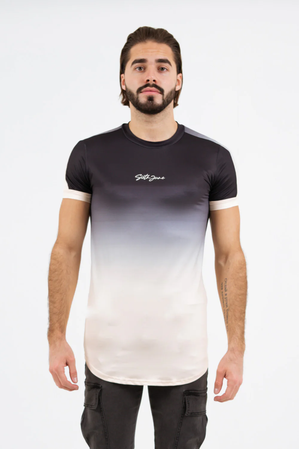 T-shirt dégradé logo signature beige - Image 2