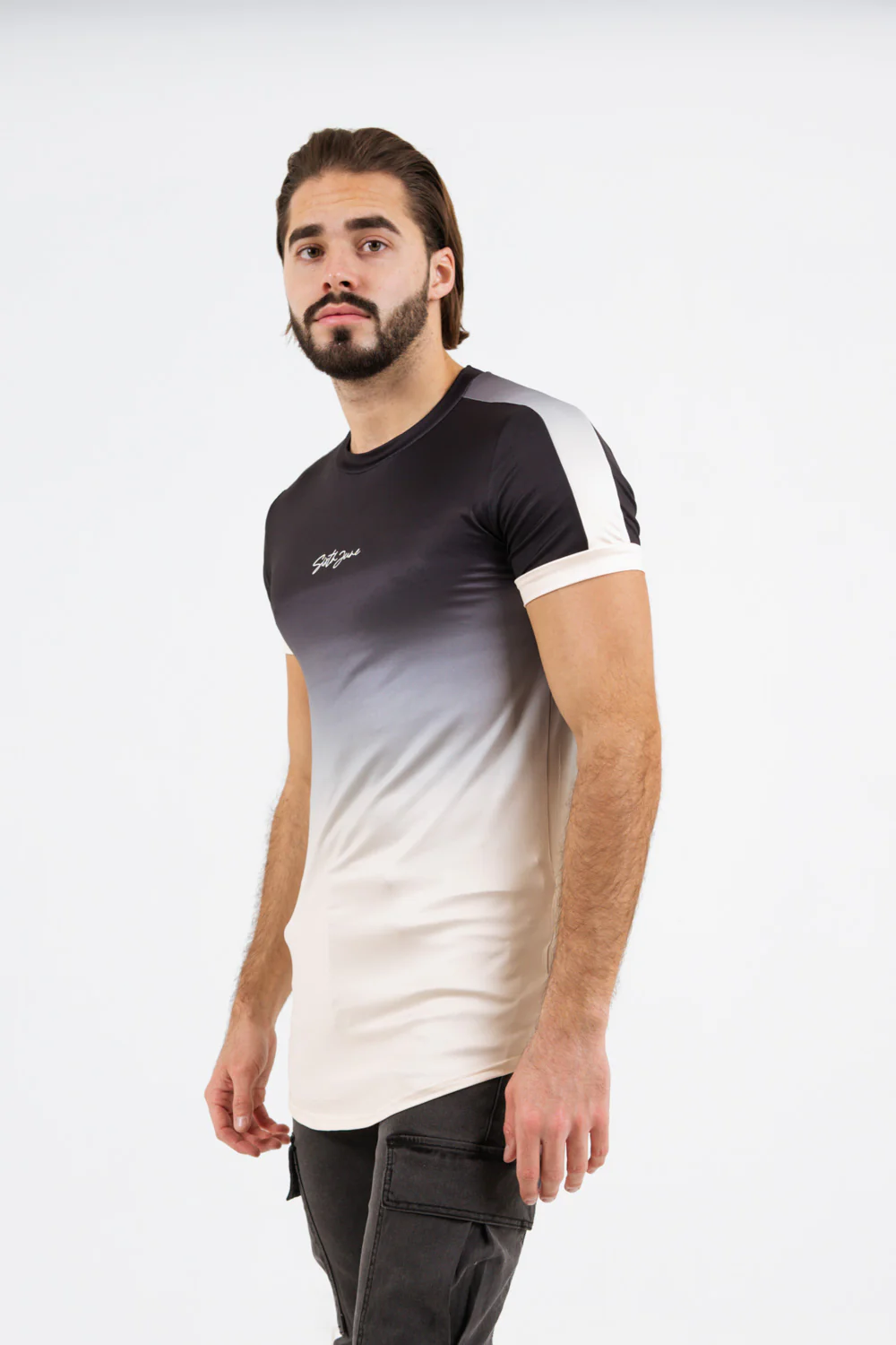 T-shirt dégradé logo signature beige - Image 4