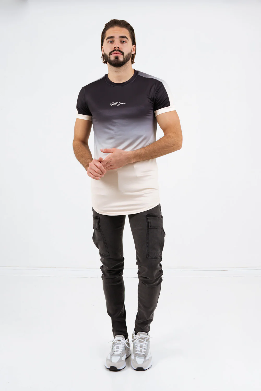 T-shirt dégradé logo signature beige - Image 6