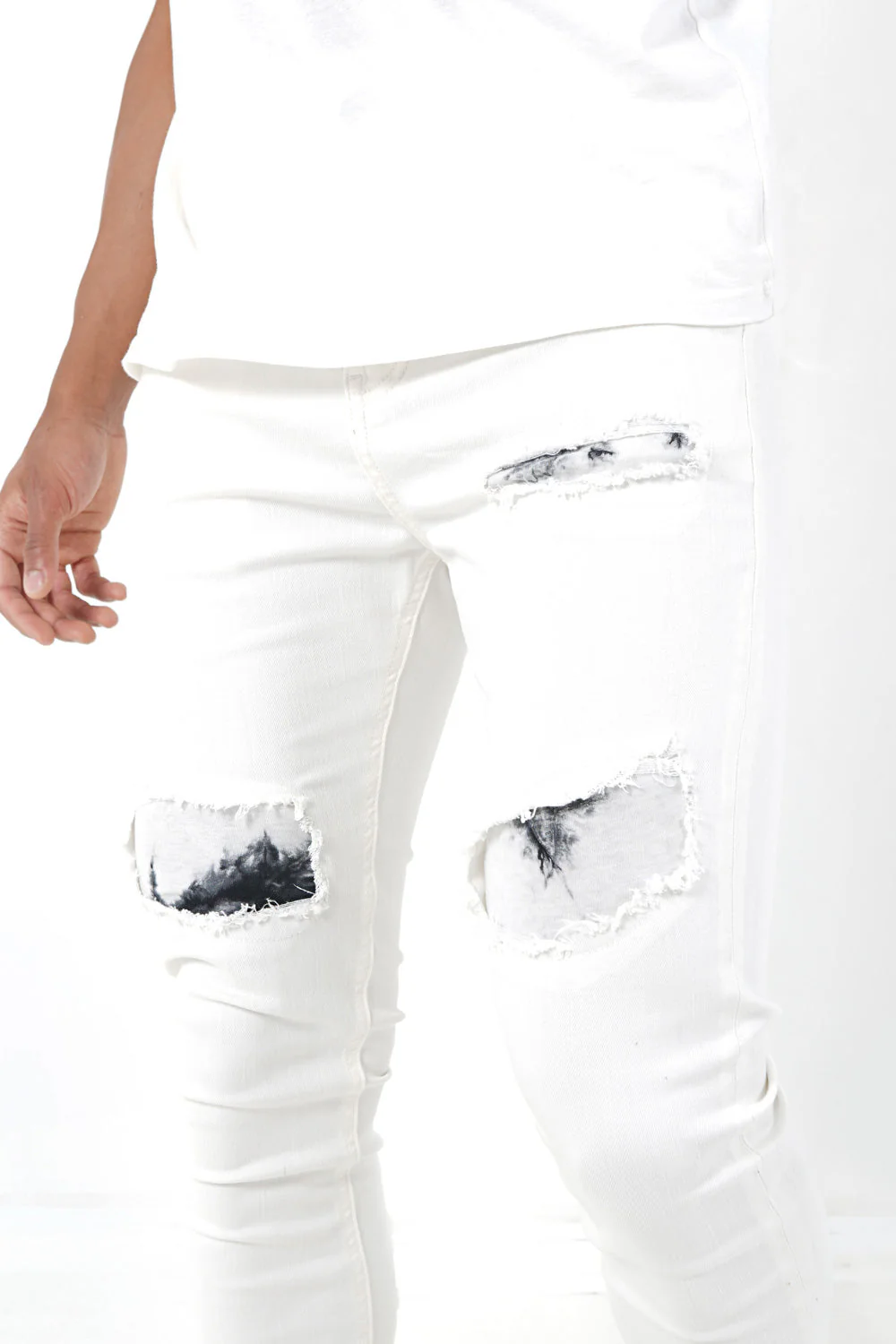Jean empiècements tie dye Blanc - Image 3